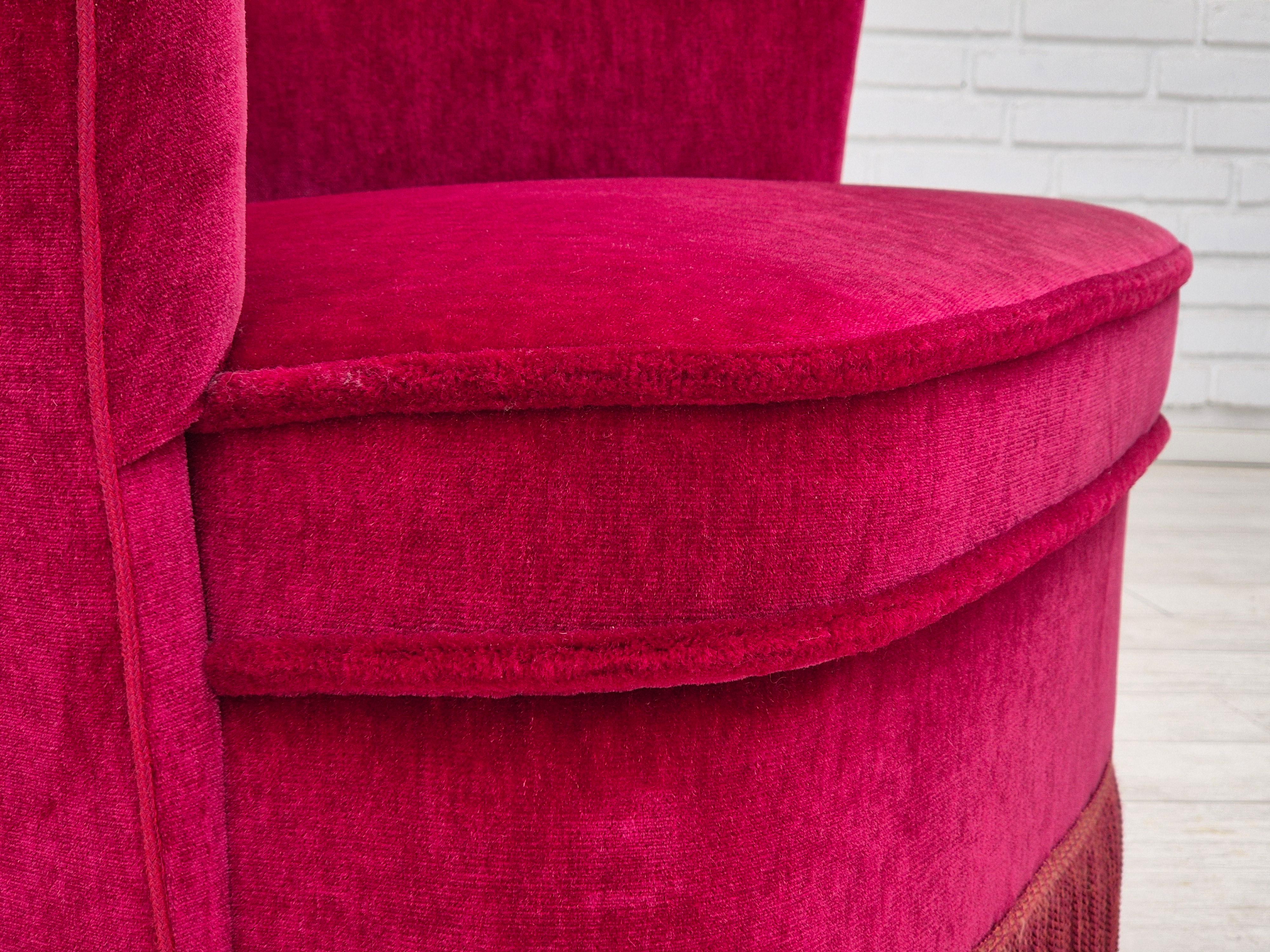 1970s, Danish easy chair, original very good condition, furniture velour. For Sale 6