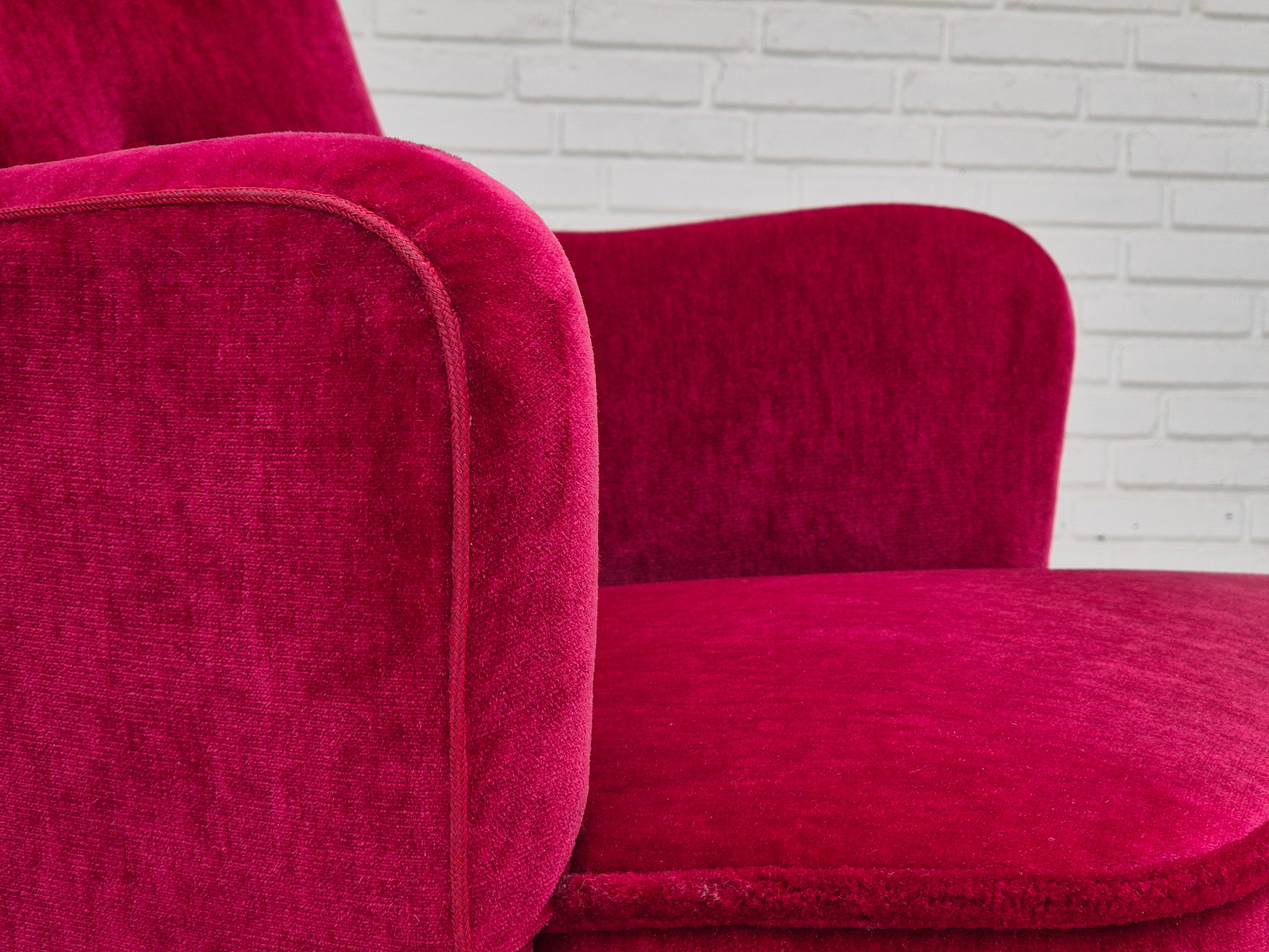 1970s, Danish easy chair, original very good condition, furniture velour. For Sale 7