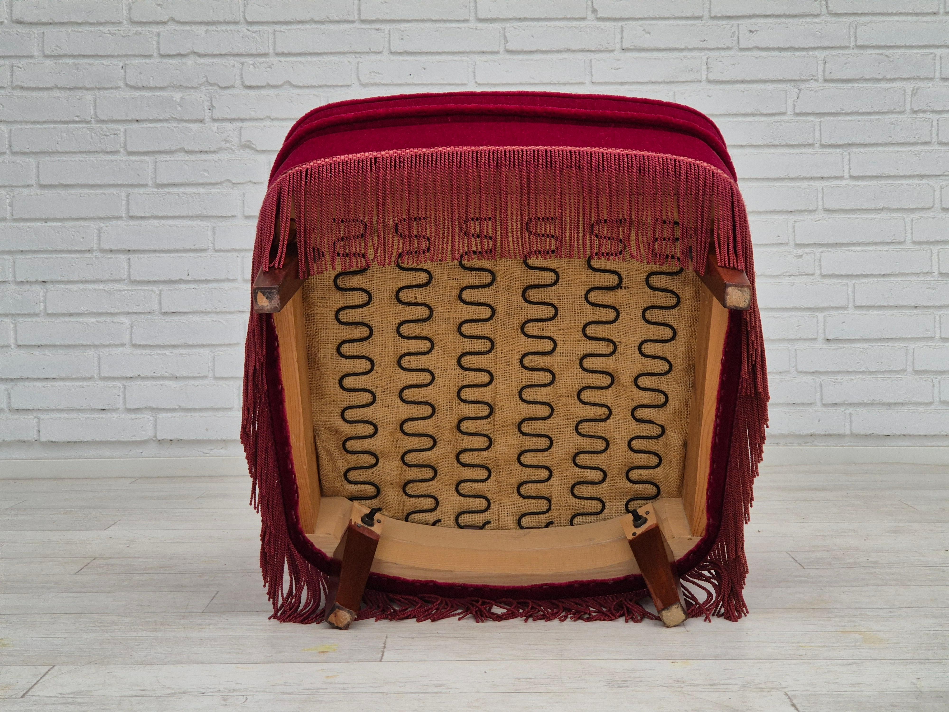 1970s, Danish easy chair, original very good condition, furniture velour. For Sale 3