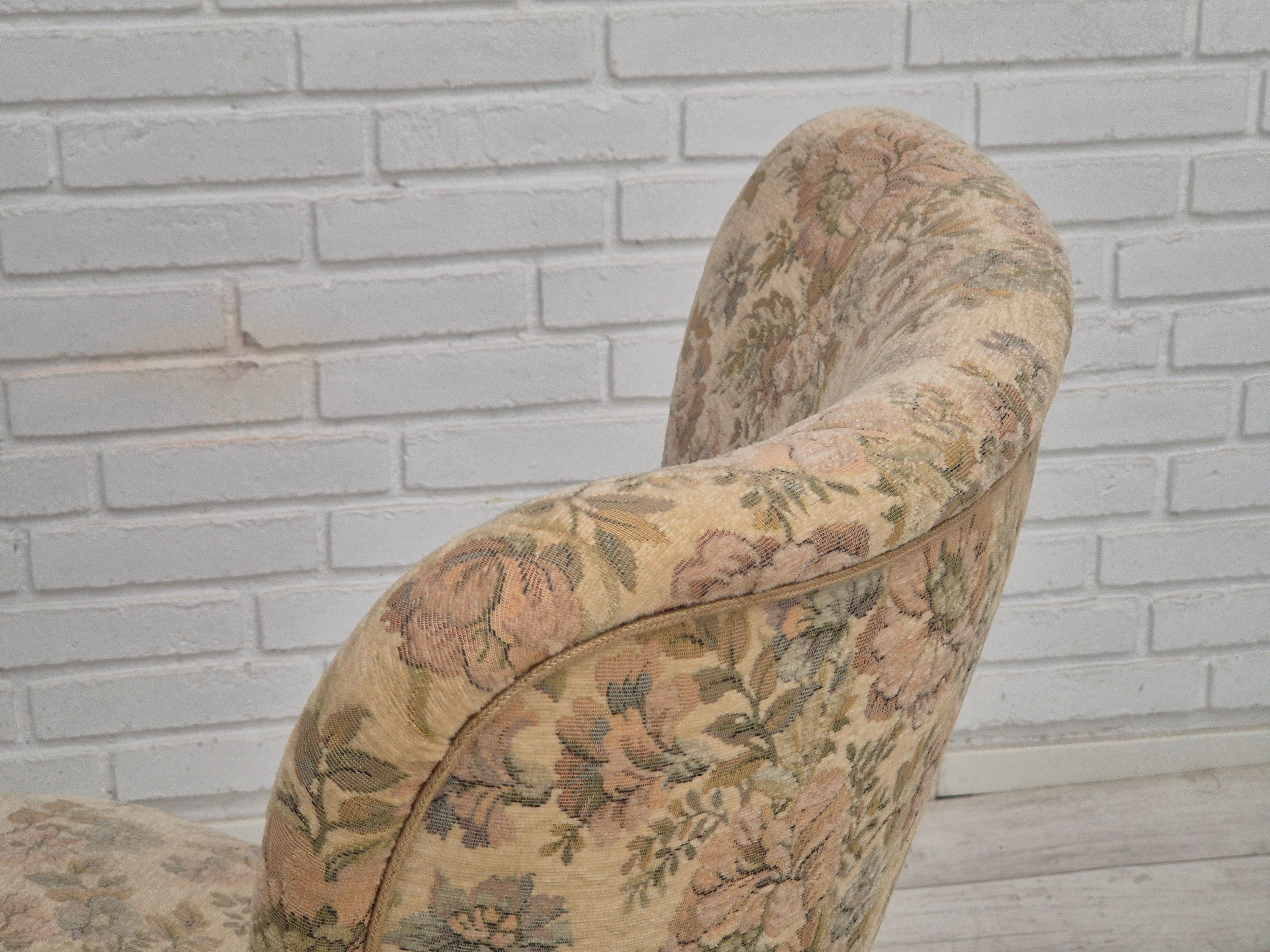 Fauteuil d'appoint danois des années 1970, très bon état d'origine, velours de meuble en vente 7