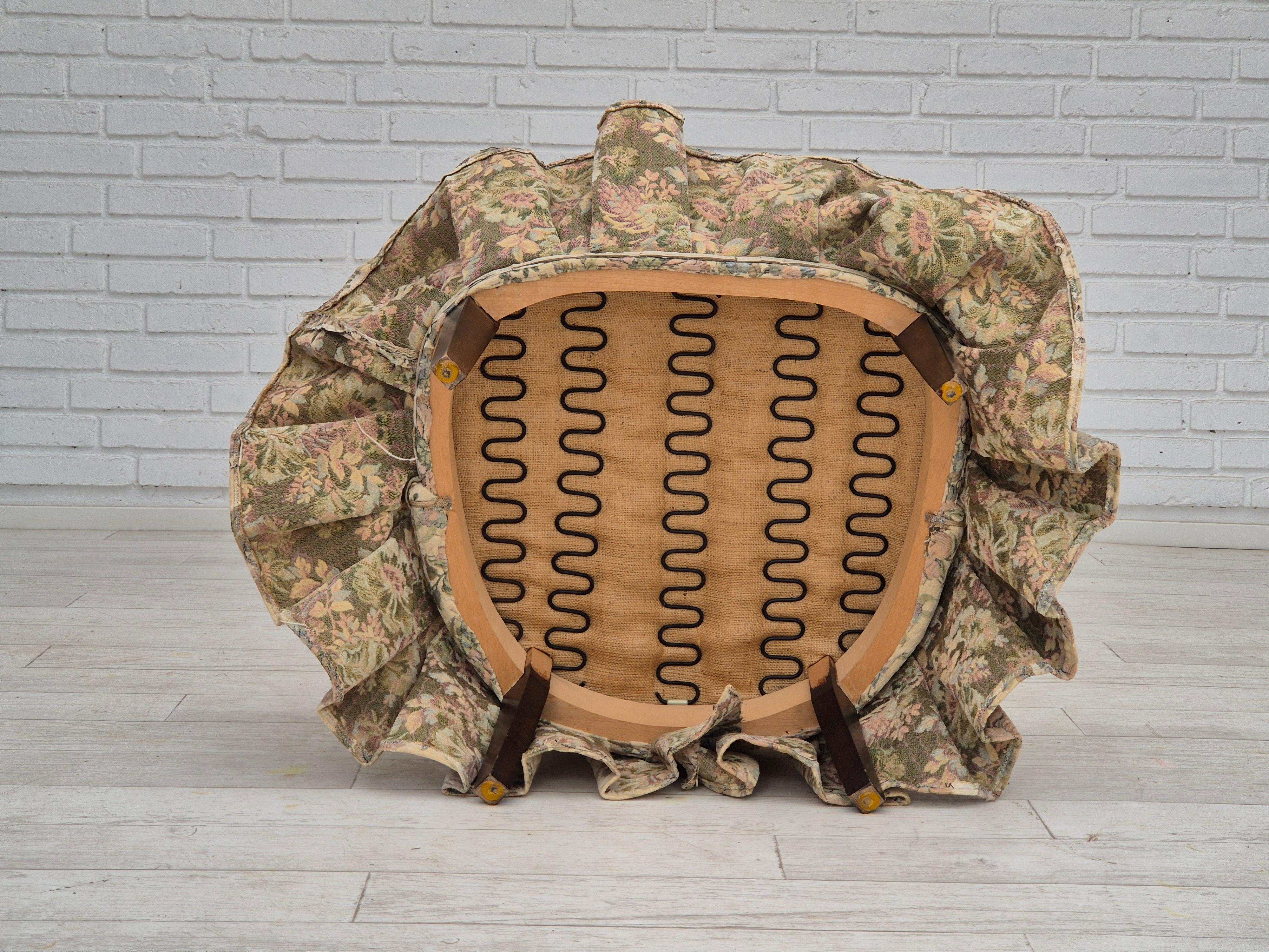 Fauteuil d'appoint danois des années 1970, très bon état d'origine, velours de meuble en vente 1