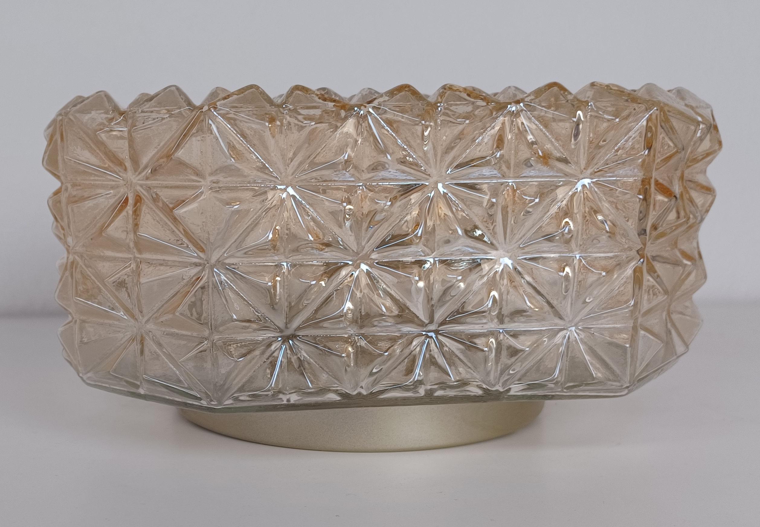 Mid-Century Modern 1970's Danish Glass Flush Mount, Wall Sconce, Wall Light For Sale