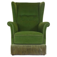 1970
s Danish Green Velvet Armchair  Set of 2