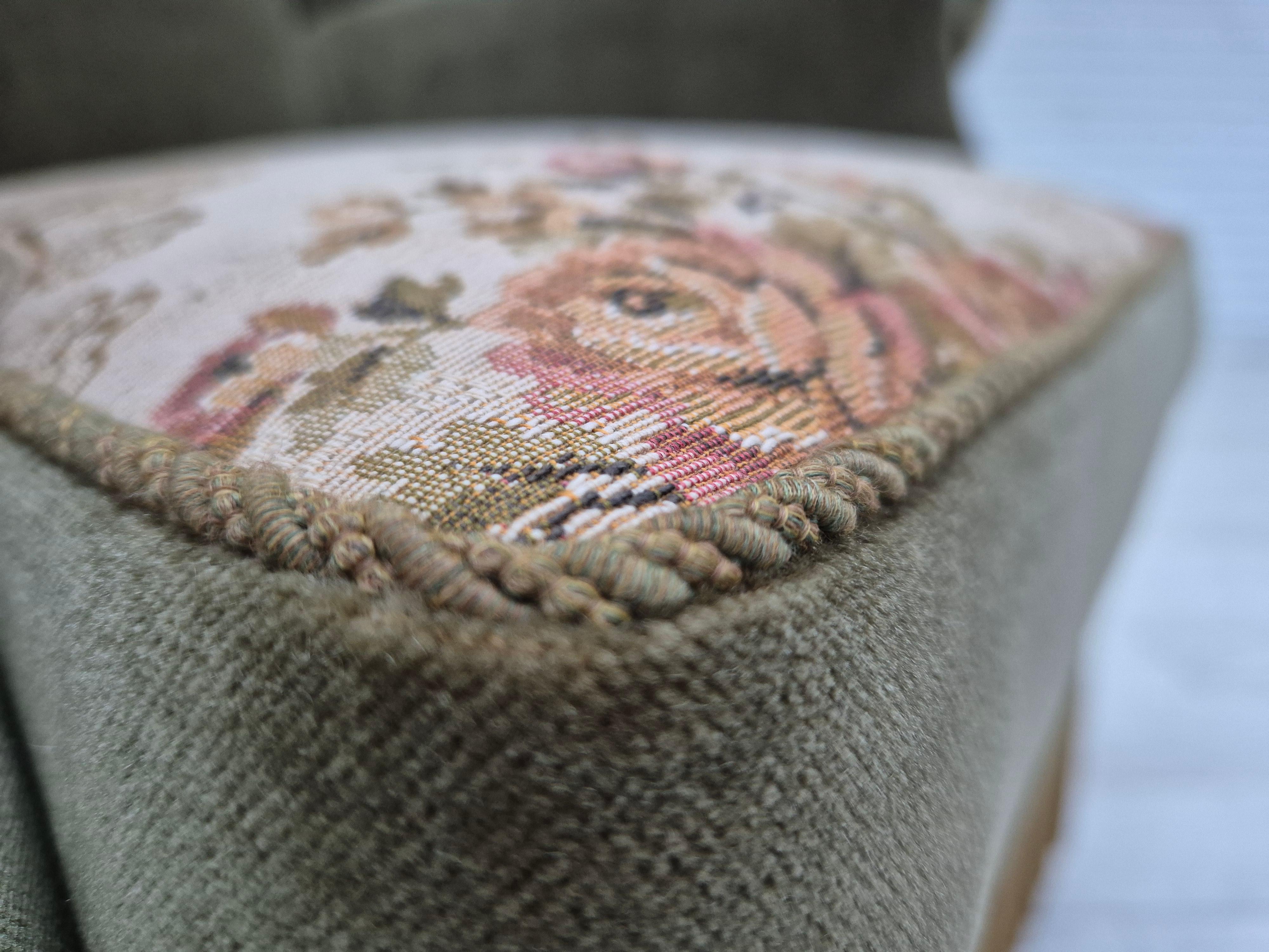 1970, fauteuil danois à dossier haut, état d'origine, velours de meuble en vente 5