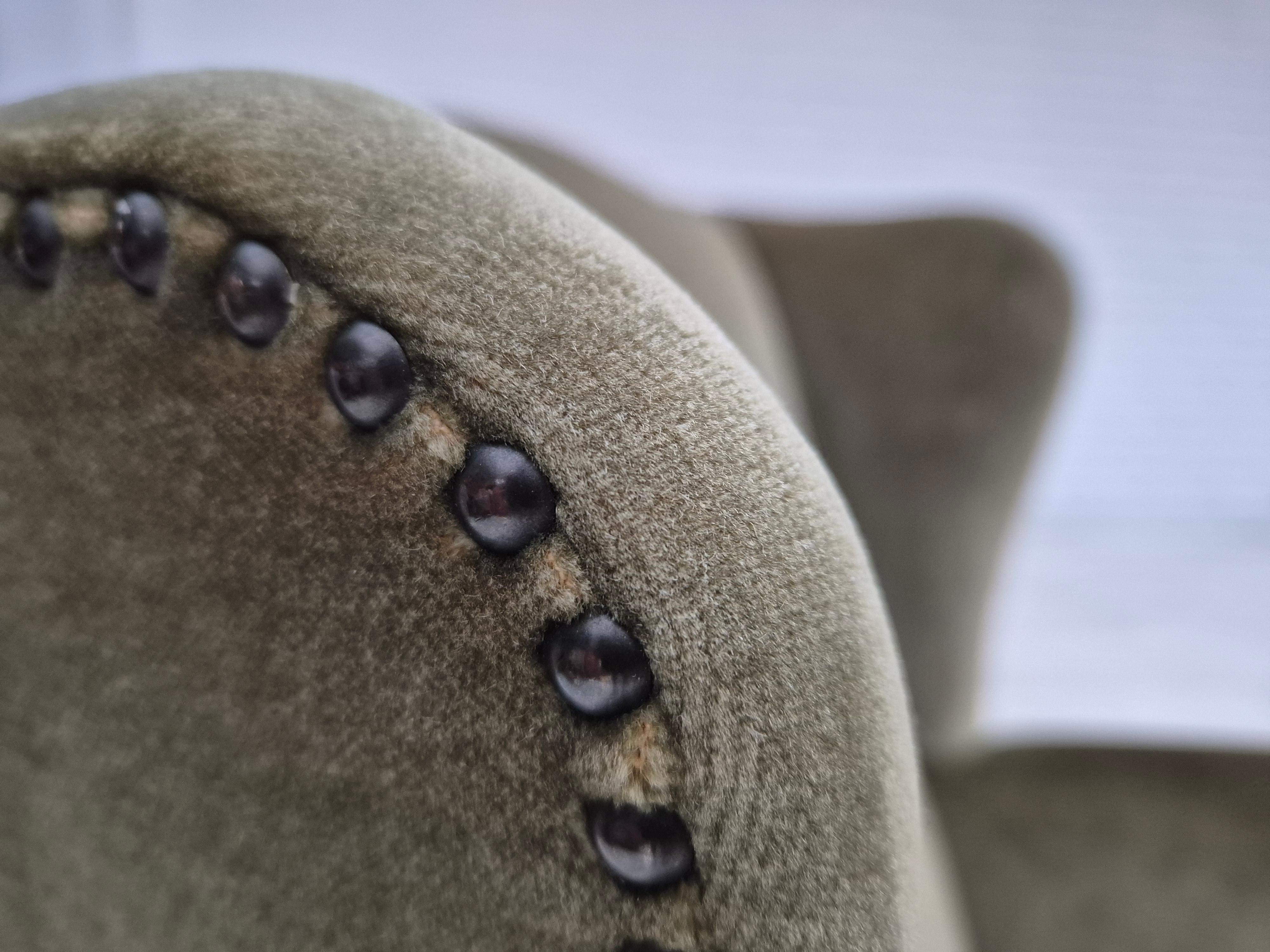 1970, fauteuil danois à dossier haut, état d'origine, velours de meuble en vente 7
