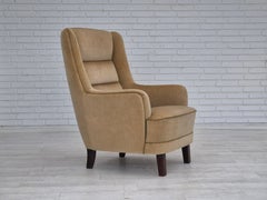 1970s, Danish highback armchair, original condition, furniture velour.