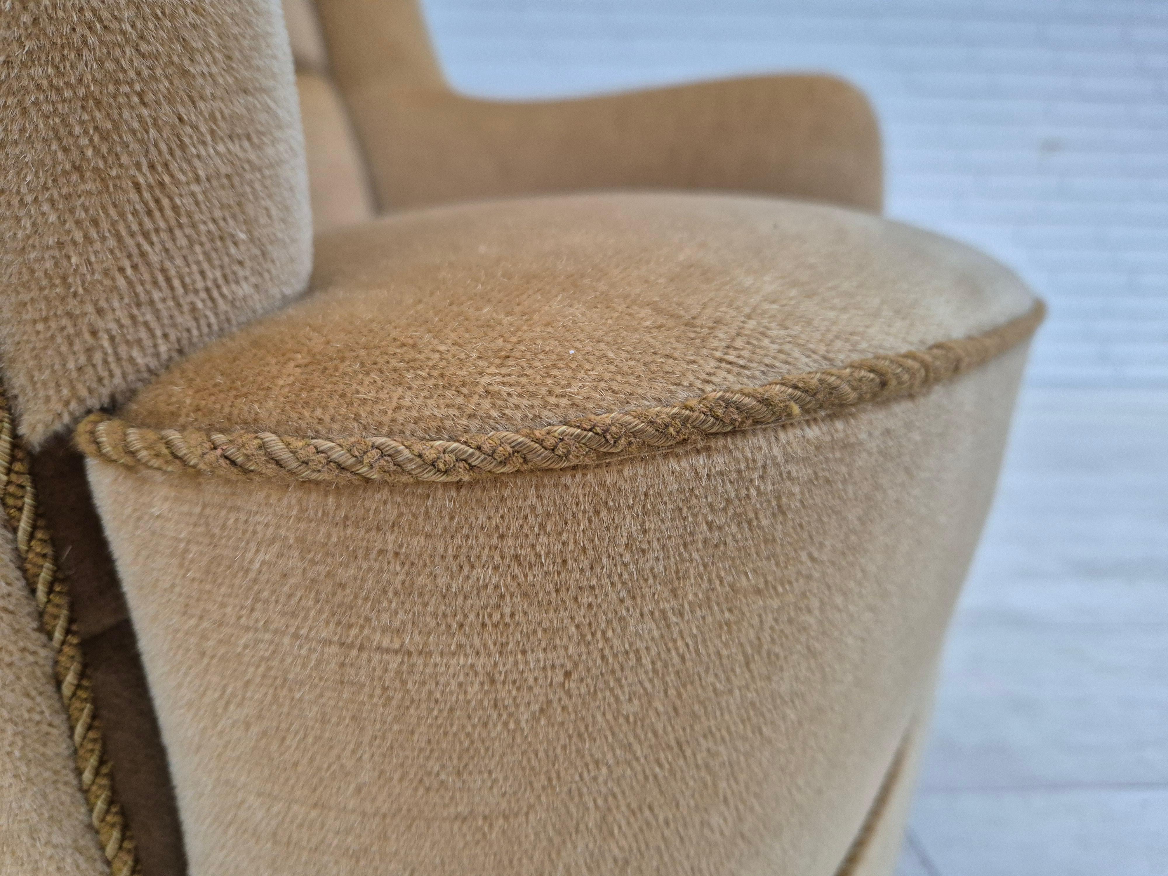 1970s, Danish highback armchair, original condition, furniture velour. For Sale 2