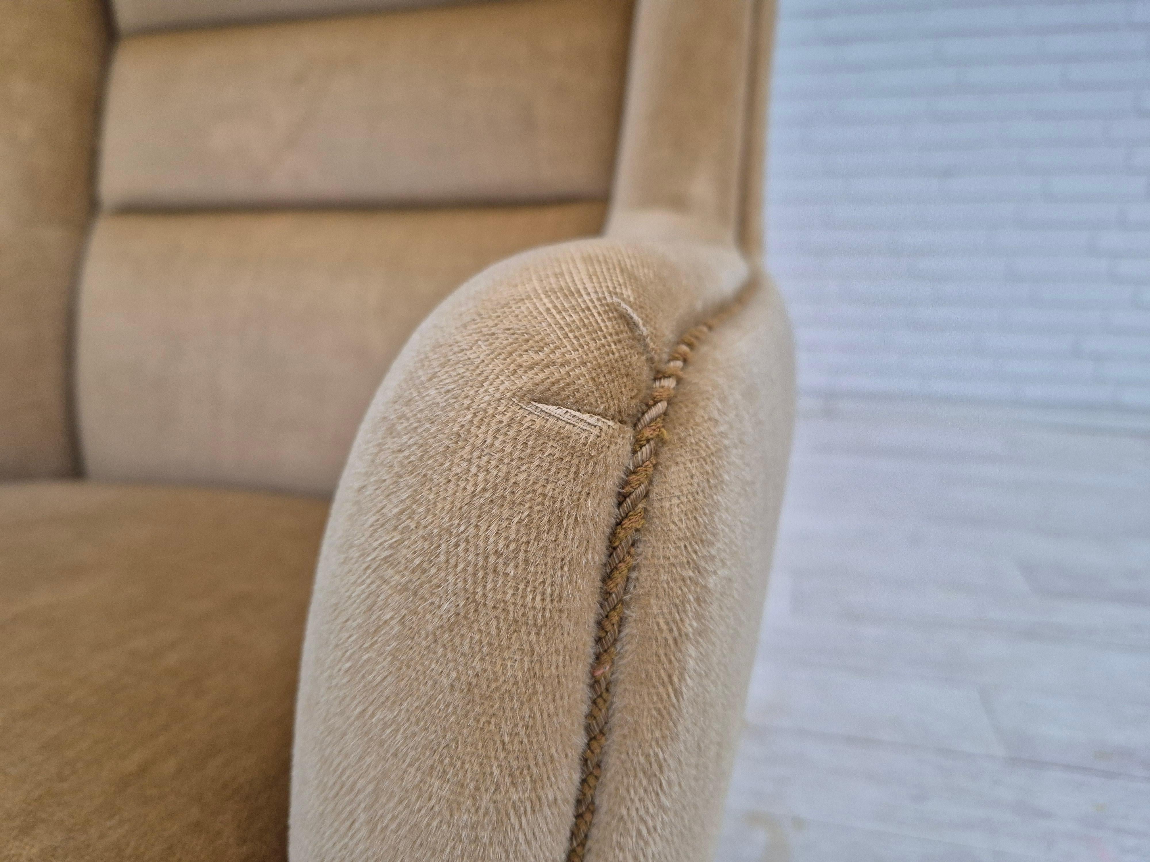 1970s, Danish highback armchair, original condition, furniture velour. For Sale 3