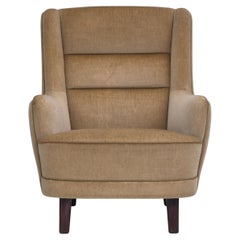 1970s, Danish highback armchair, original condition, furniture velour.