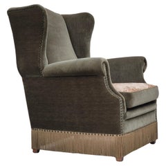 1970s, Danish highback armchair, original condition, furniture velour.