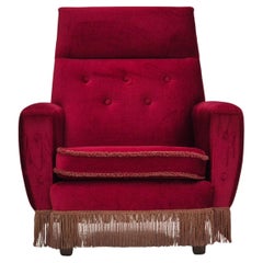 1970s, Danish highback armchair, original condition, red furniture velour.