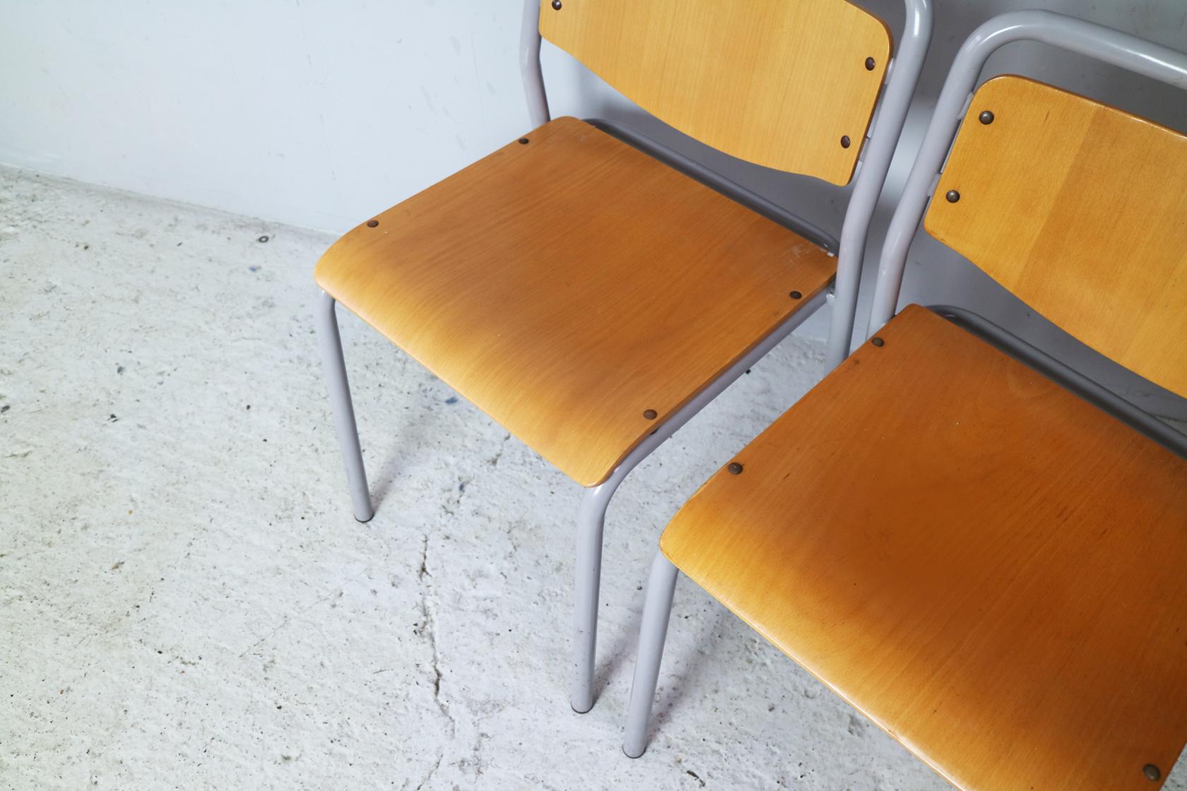 Steel 1970s Danish Industrial Stacking Chairs For Sale