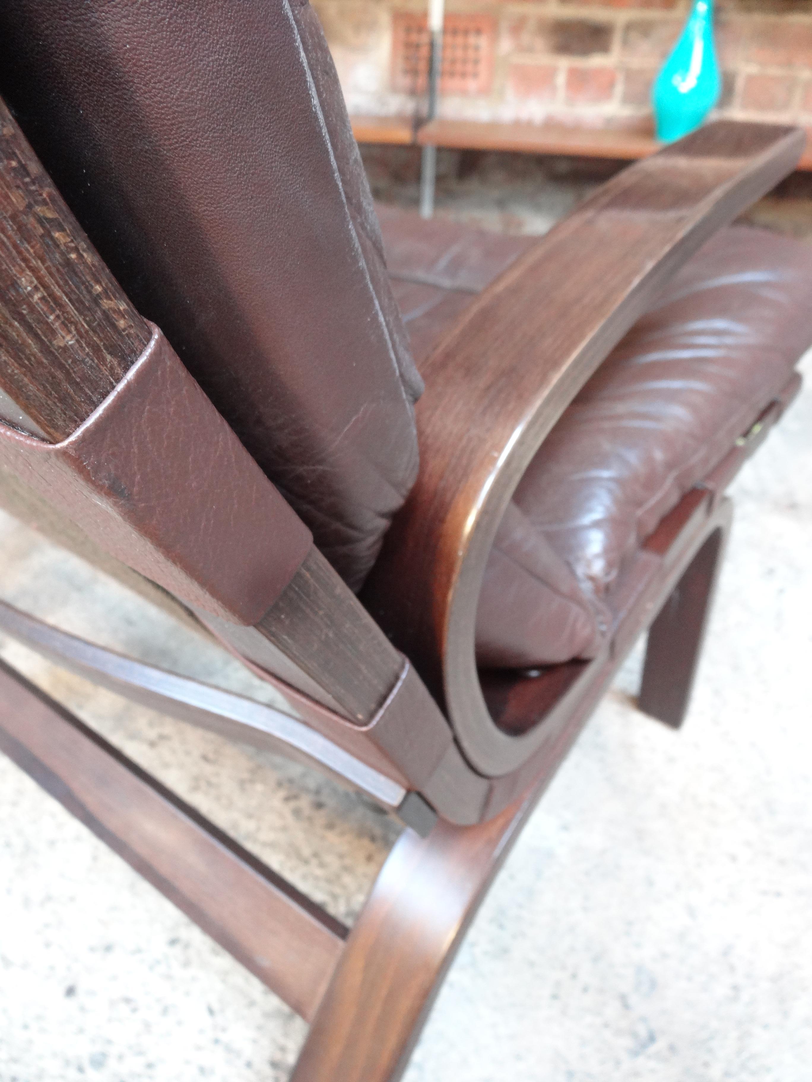 1970s Danish Ingmar Relling Brown Leather Armchair In Good Condition For Sale In Markington, GB