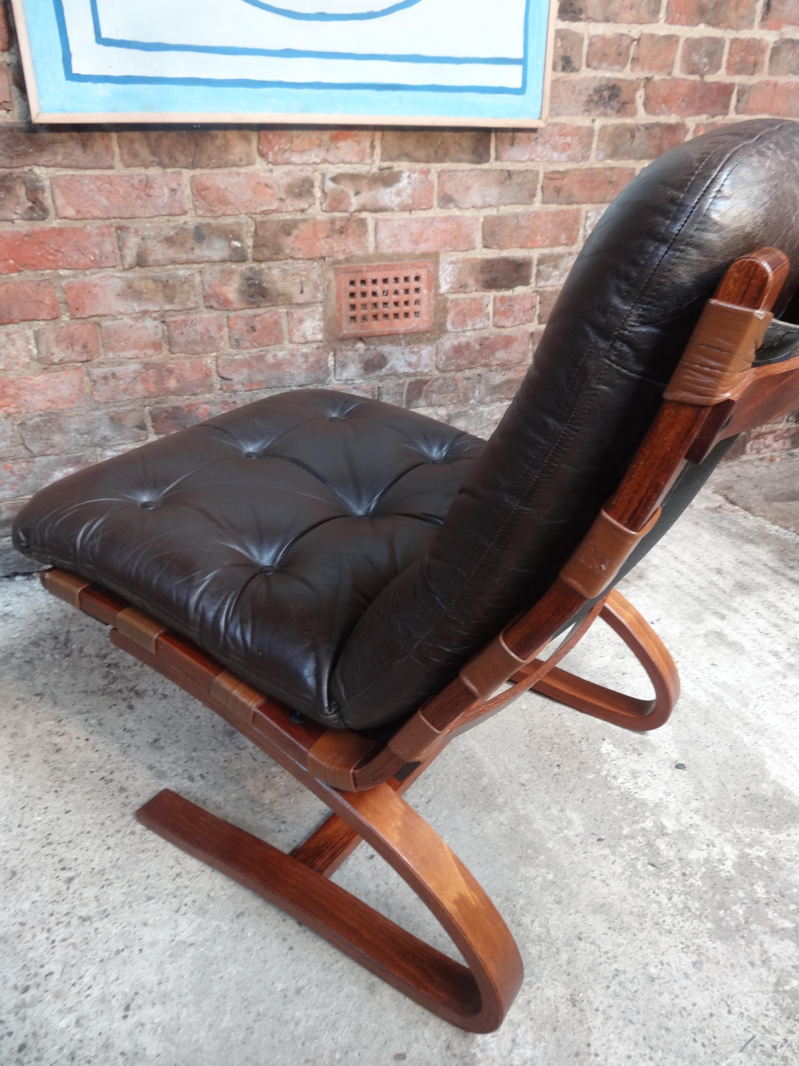20th Century 1970's Danish Ingmar Relling brown leather arm chair 