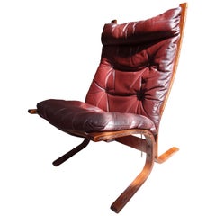 1970s Danish Ingmar Relling brown leather armchair