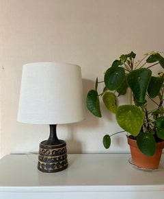 1970s Danish Jette Hellerøe Ceramic Table Lamp, Glazed Brown Tones
