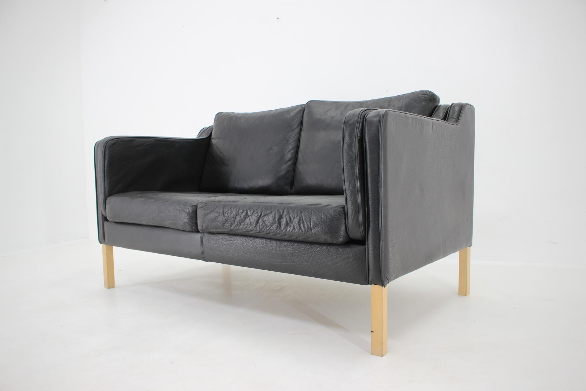 Late 20th Century 1970s Danish Leather 2 Seater Sofa 