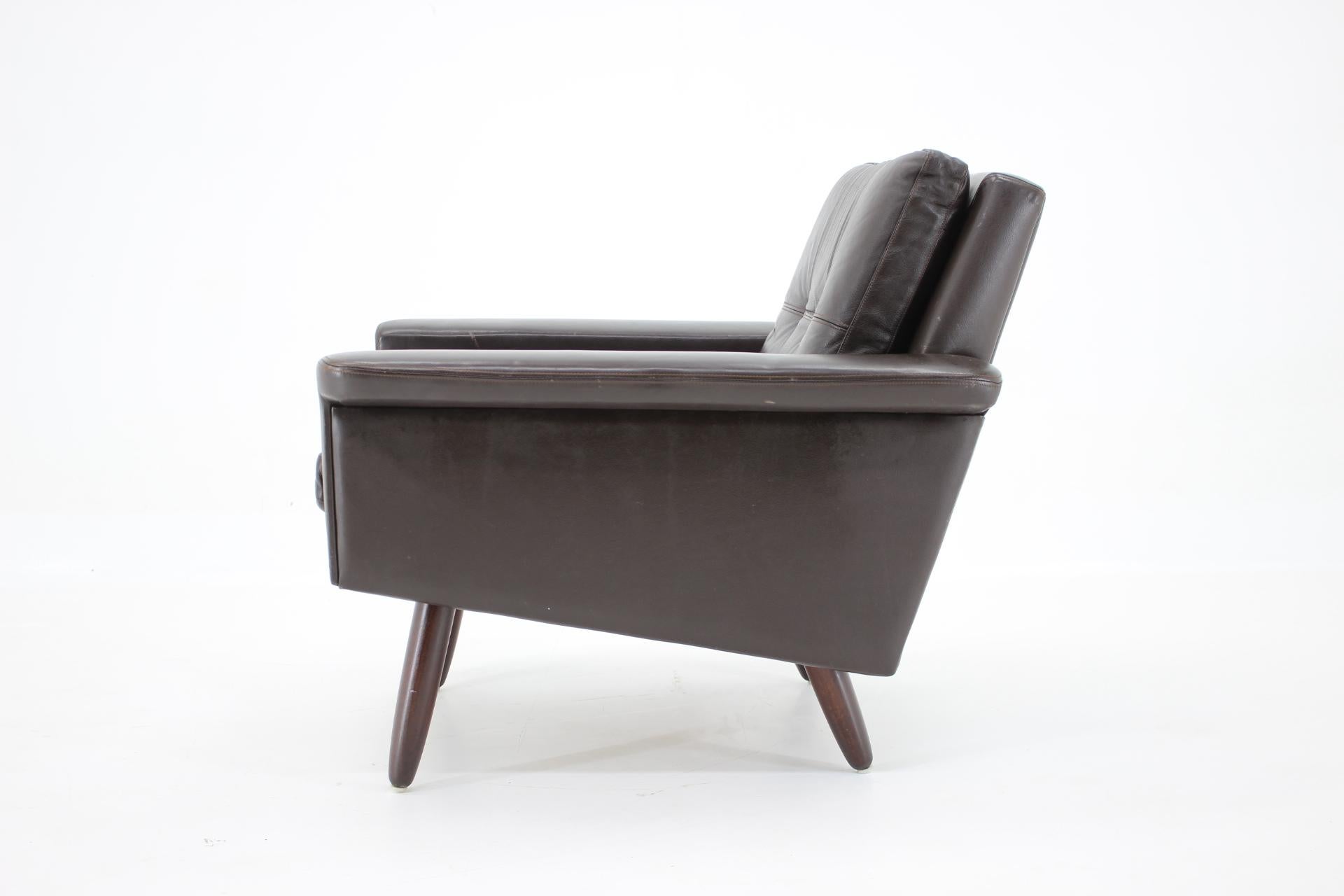 Mid-Century Modern 1970s Danish Leather Lounge Chair