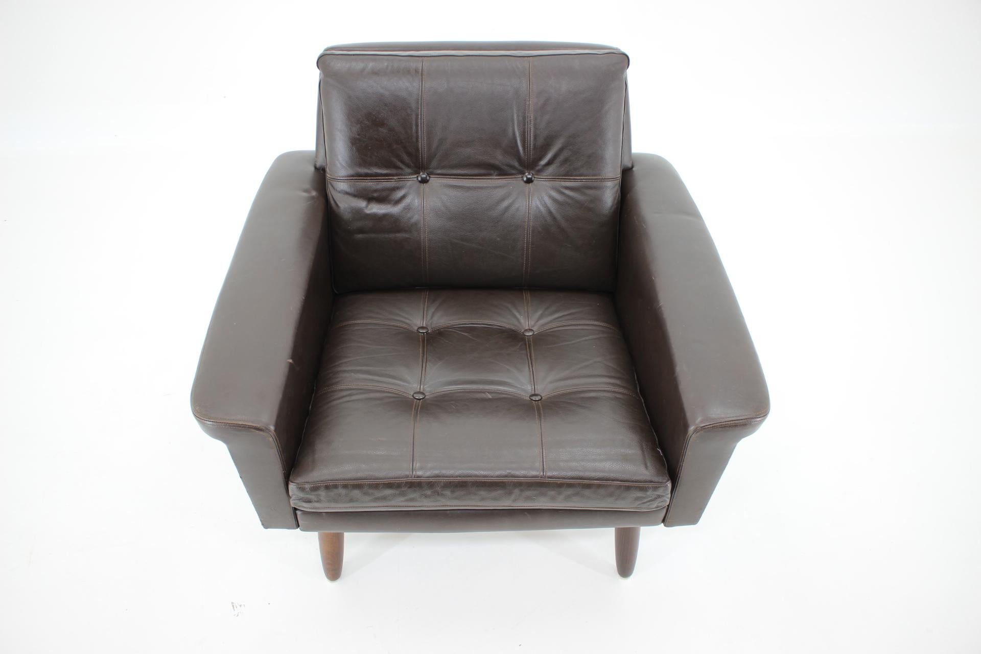1970s Danish Leather Lounge Chair 1