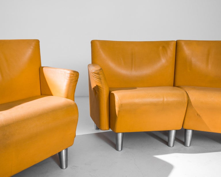 Mid-Century Modern 1970s Danish Leather Sofa Set by Eric Jorgensen