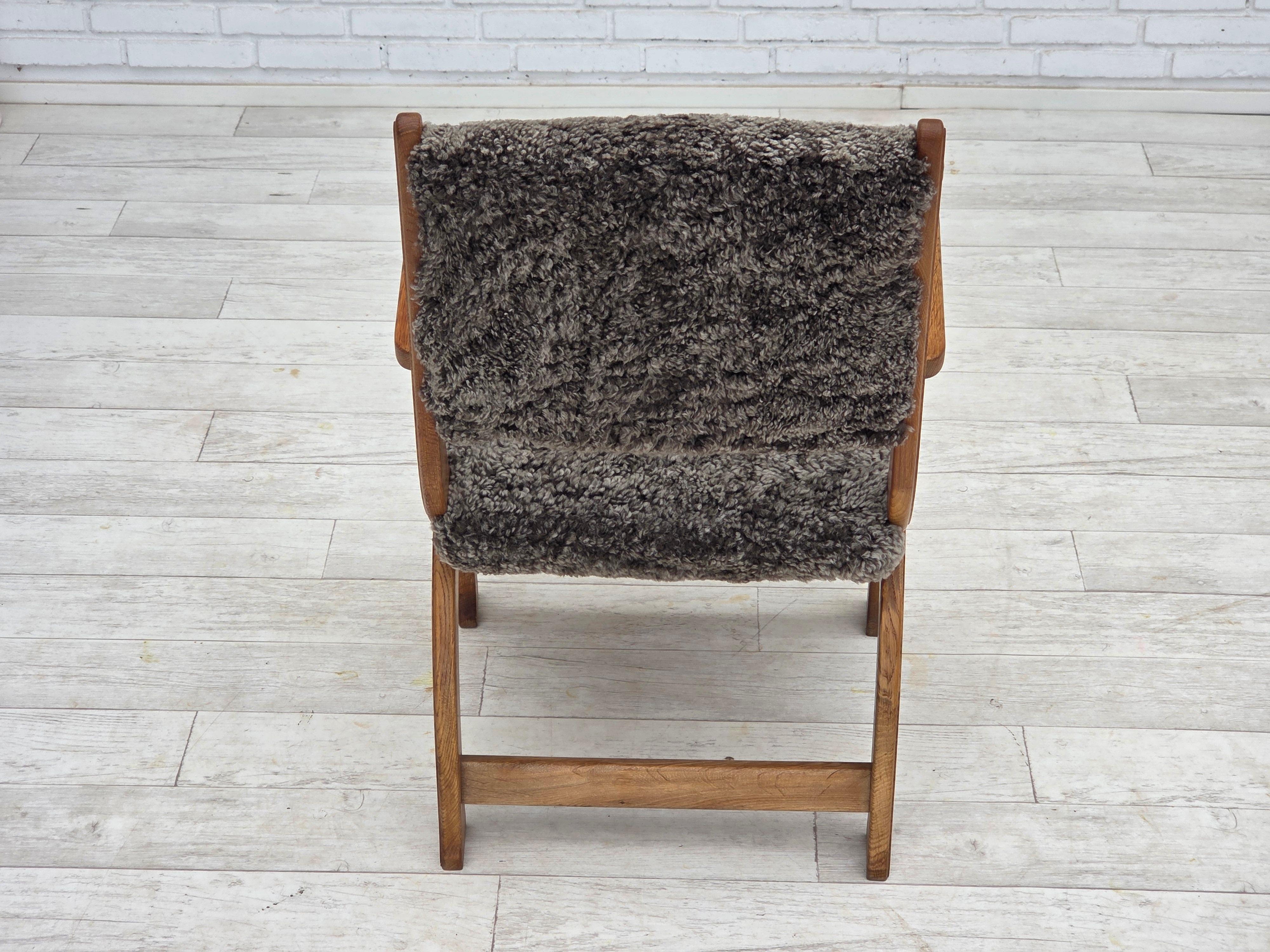 1970s, Danish lounge chair, genuine sheepskin 