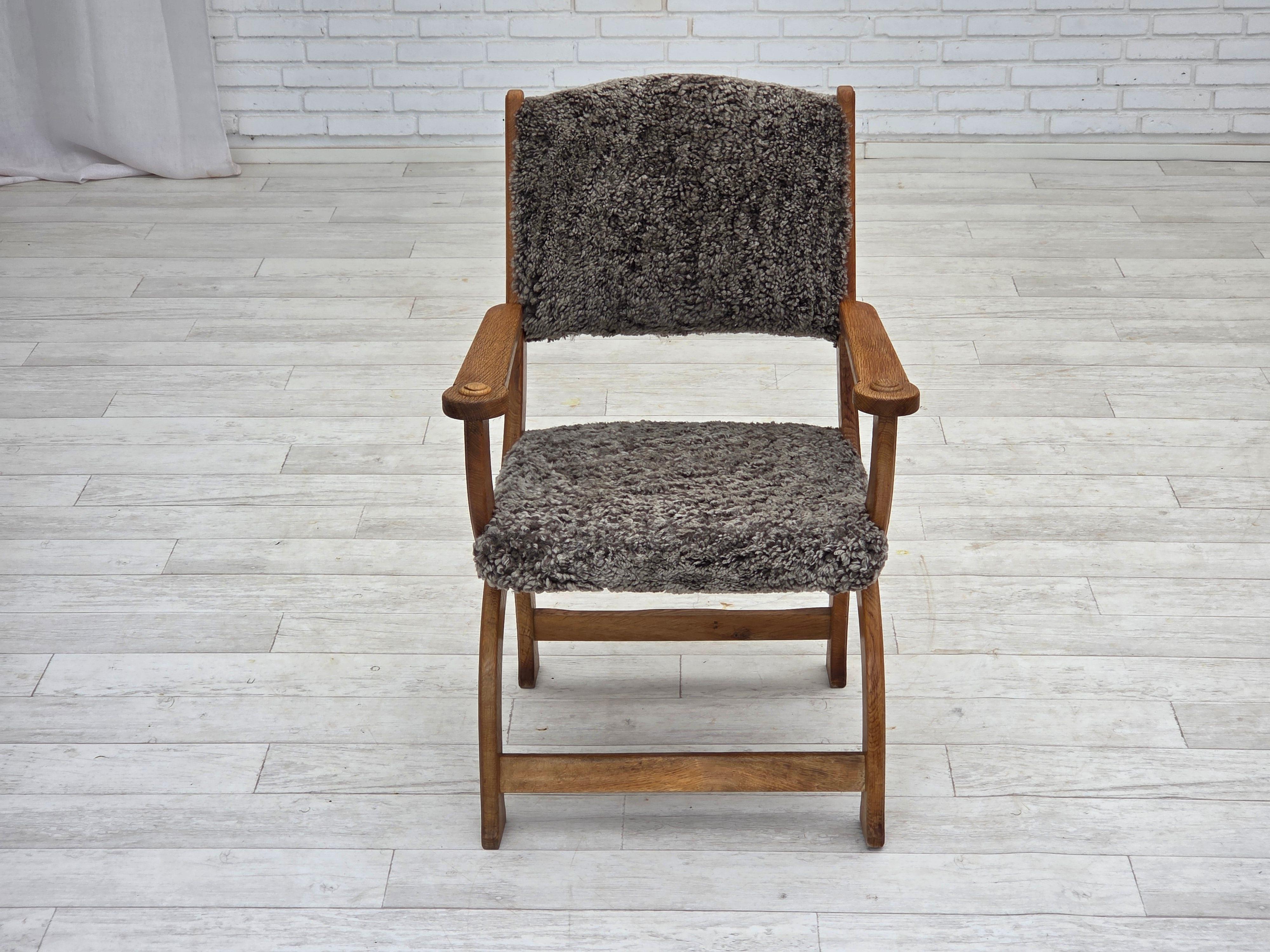 Sheepskin 1970s, Danish lounge chair, genuine sheepskin 