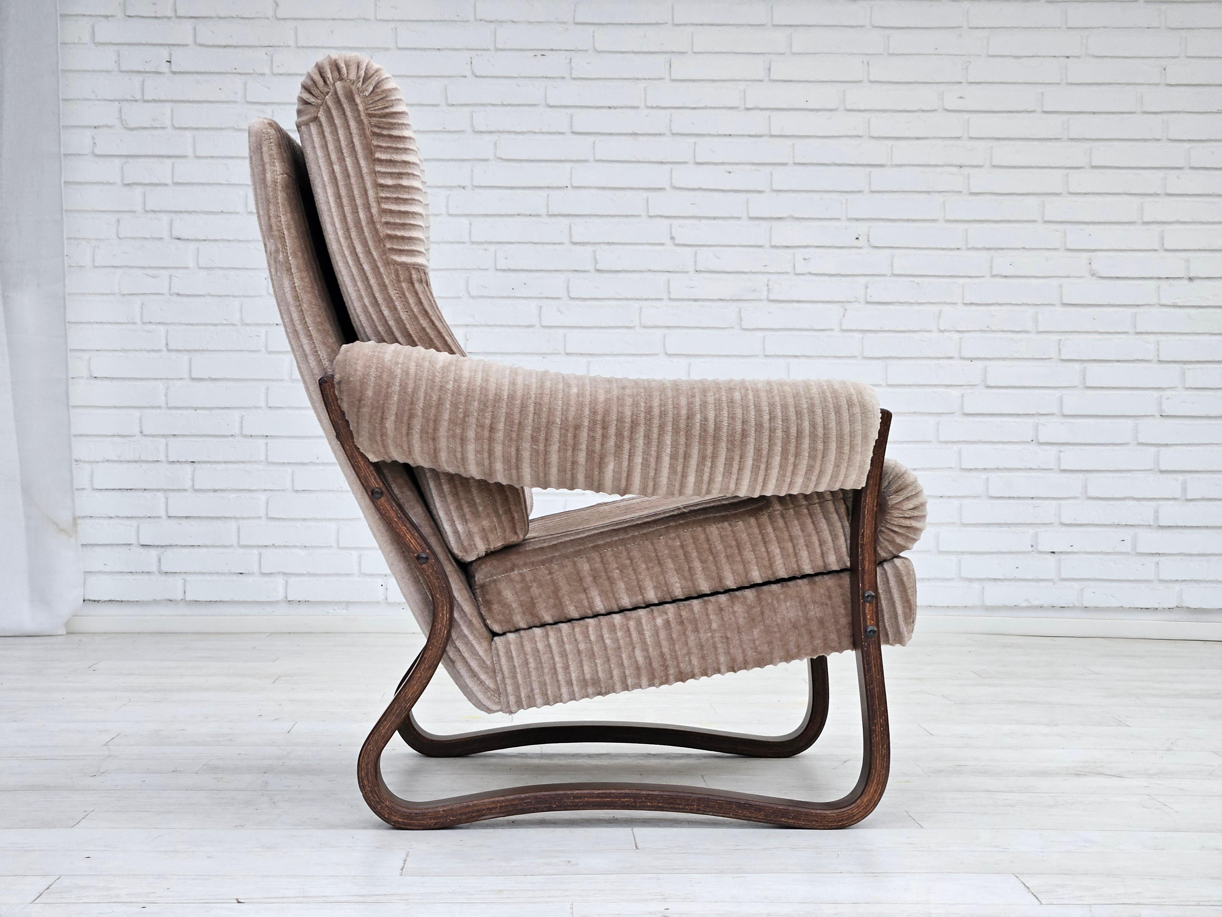 Late 20th Century 1970s, Danish lounge chair, original very good condition, corduroy. For Sale