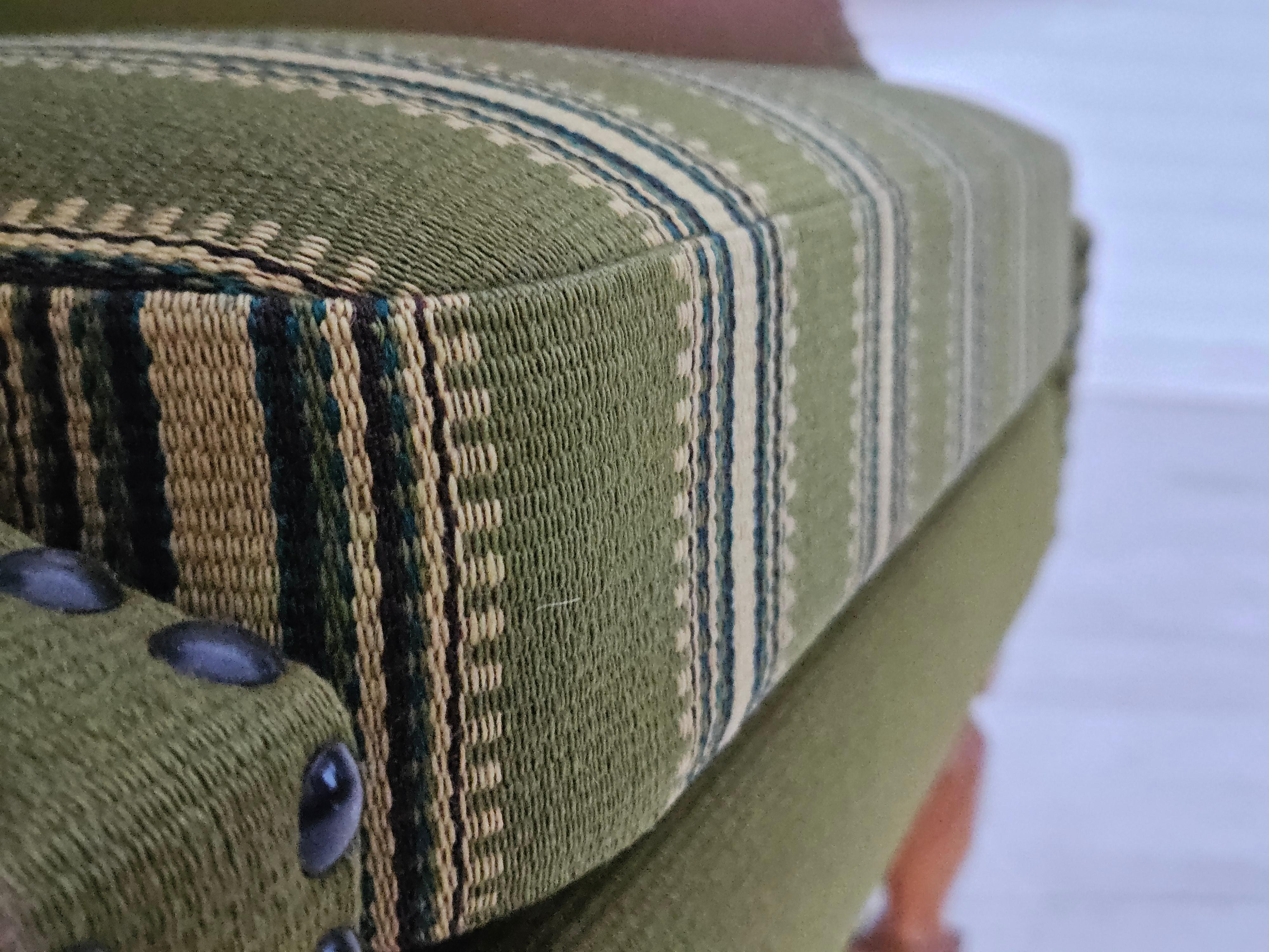 1970, chaise longue danoise, laine, chêne, original en très bon état. en vente 3