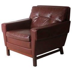 1970s Danish Mid Century Leather Lounge Chair