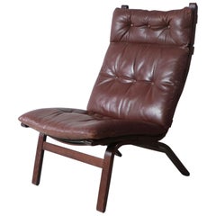 1970s Danish Midcentury Leather Lounge Chair