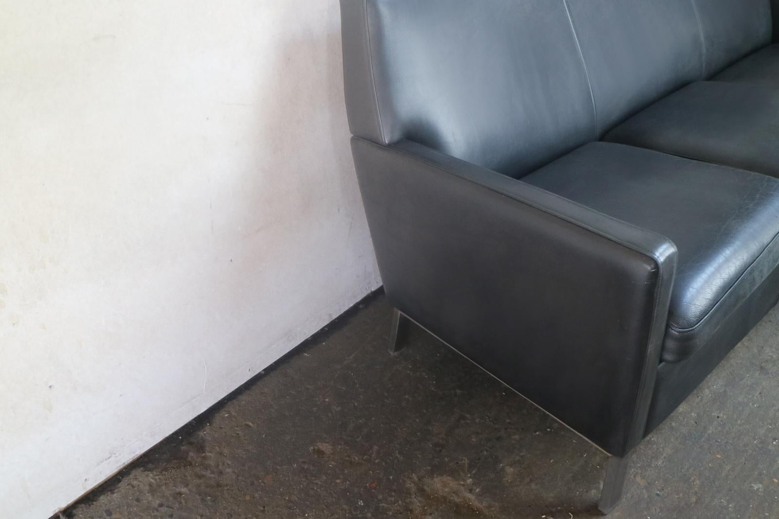 1970s Danish Midcentury Leather Sofa In Good Condition For Sale In London, GB