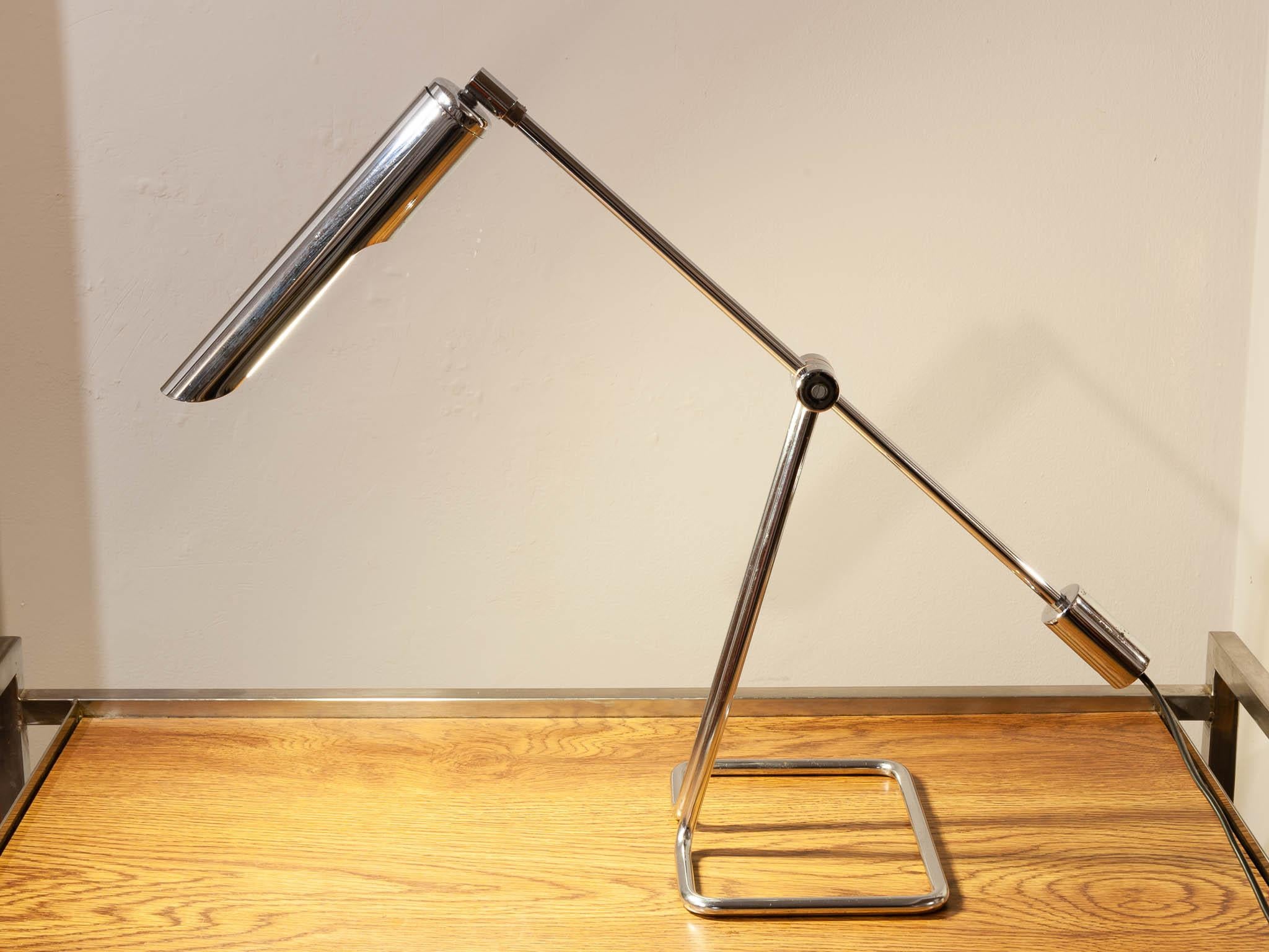Mid-Century Modern 1970's Danish Minimalist Chrome Desk Lamp by Abo Randers