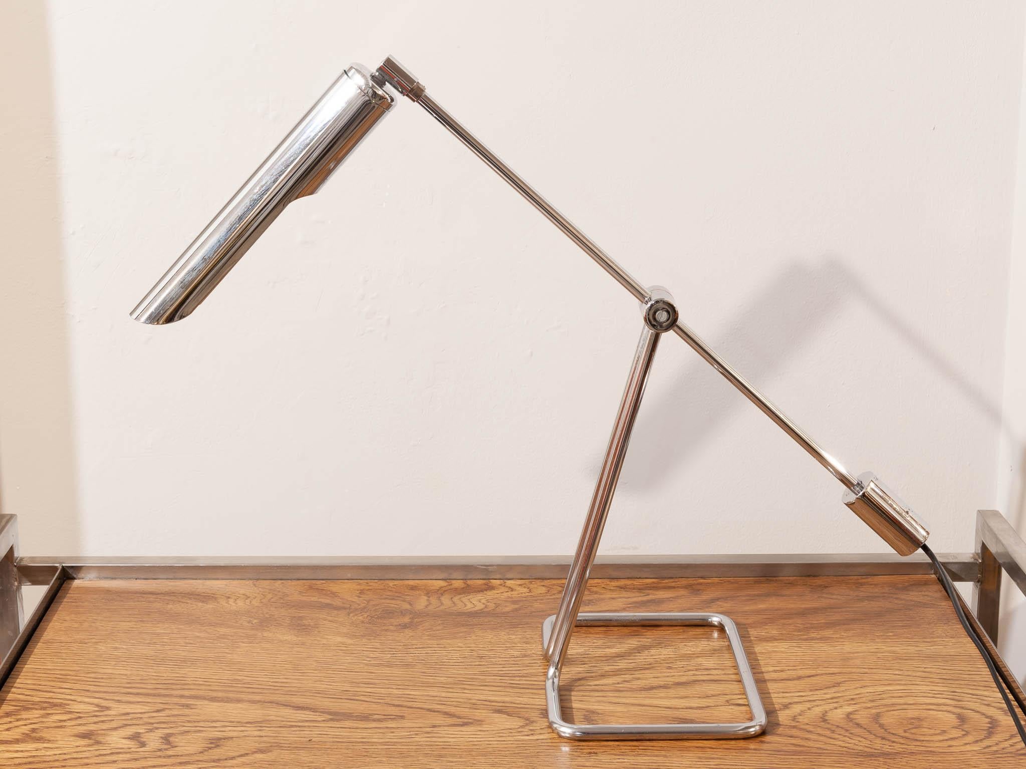 1970's Danish Minimalist Chrome Desk Lamp by Abo Randers In Good Condition In London, GB