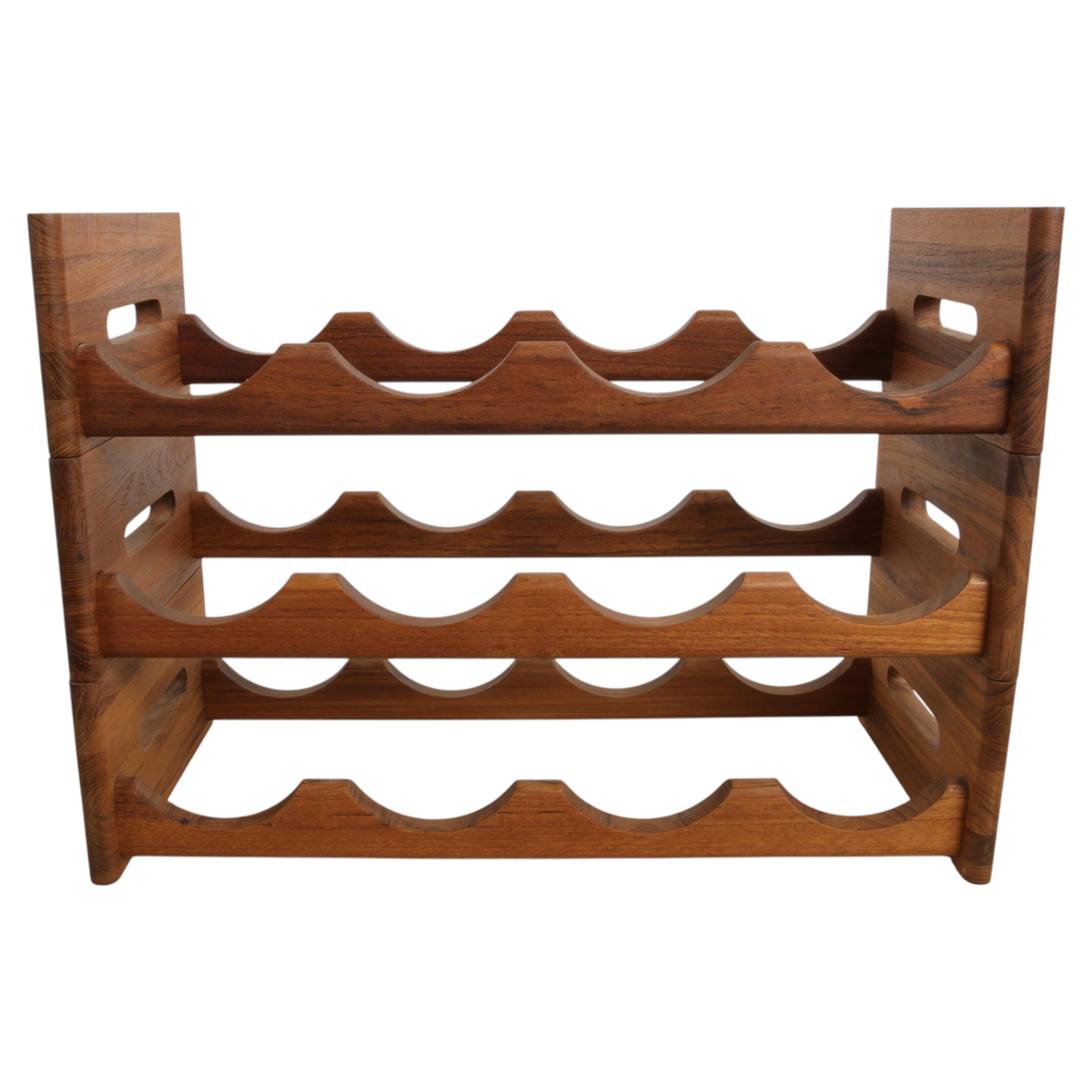 1970s Danish Modern 12 Bottle / 3-Tier Teak Stacking Wine Rack by Kalmar Designs