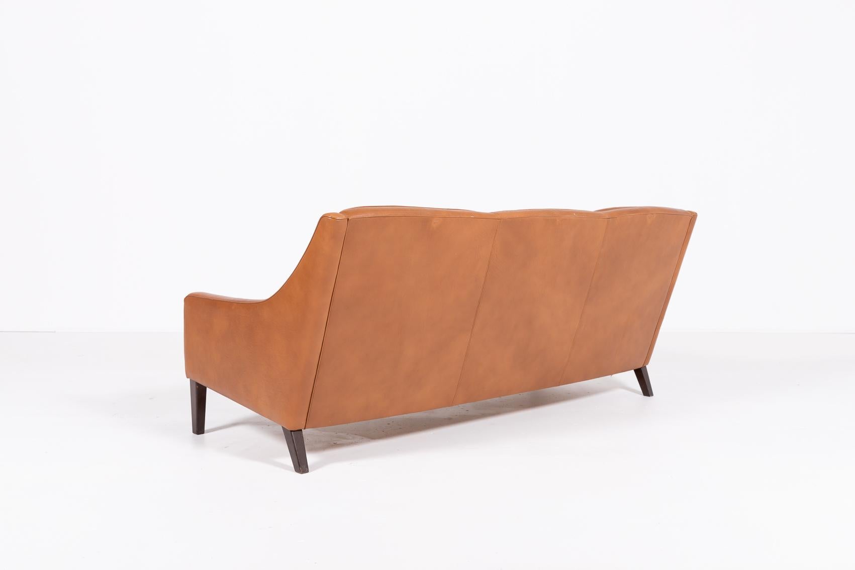Leather 1970’s Danish Modern cognac leather sofa For Sale