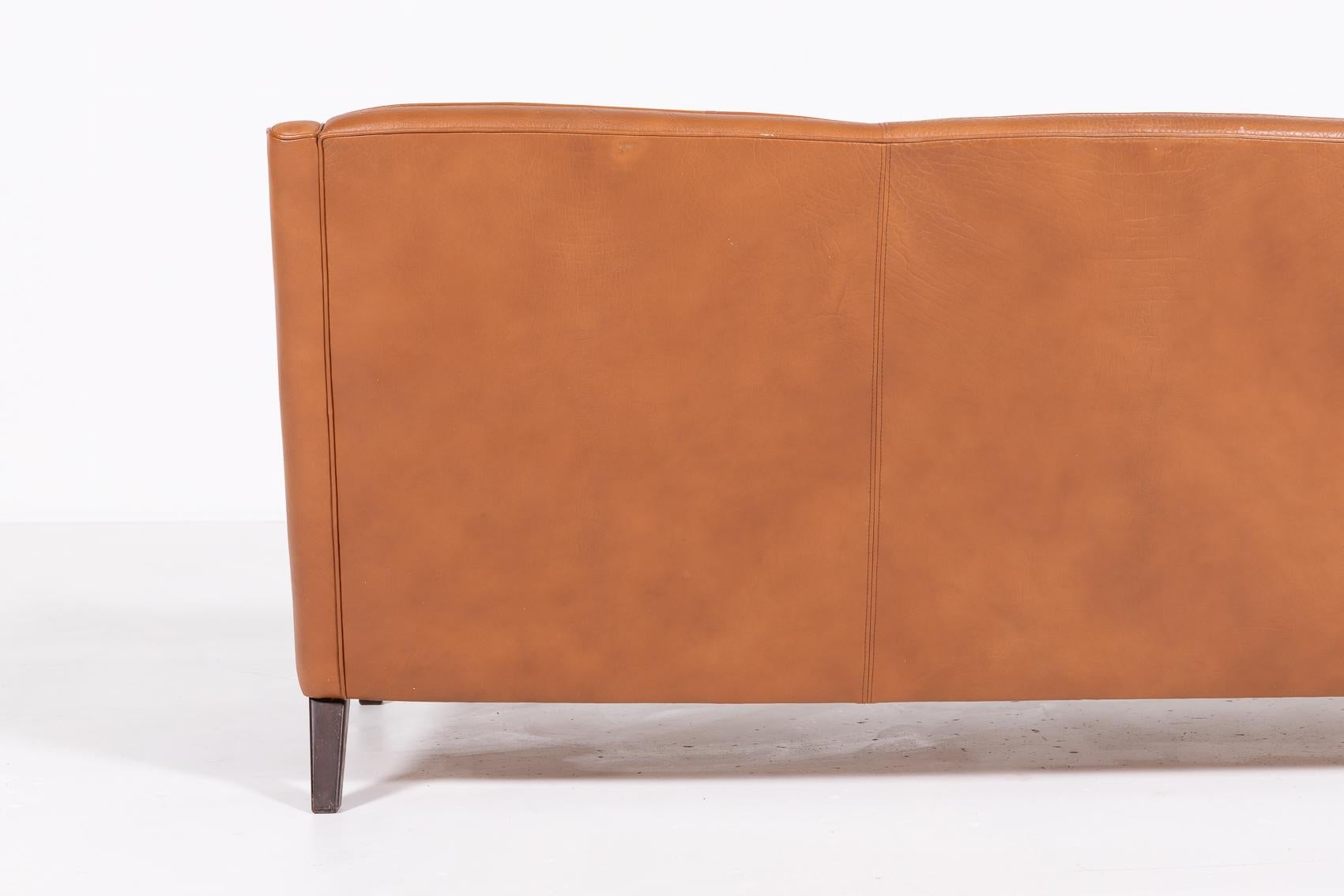 1970’s Danish Modern cognac leather sofa For Sale 1