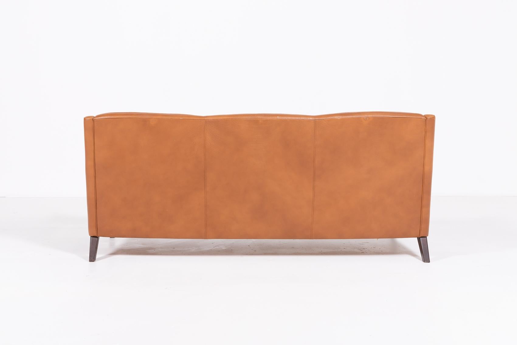 1970’s Danish Modern cognac leather sofa For Sale 2