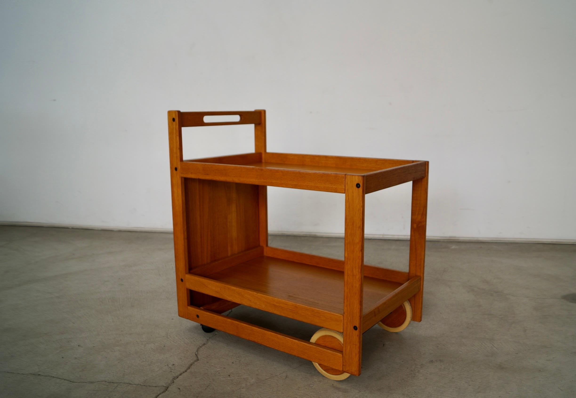1970's Danish Modern Jens Quistgaard Teak Bar Card w/ Removable Teak Tray For Sale 5