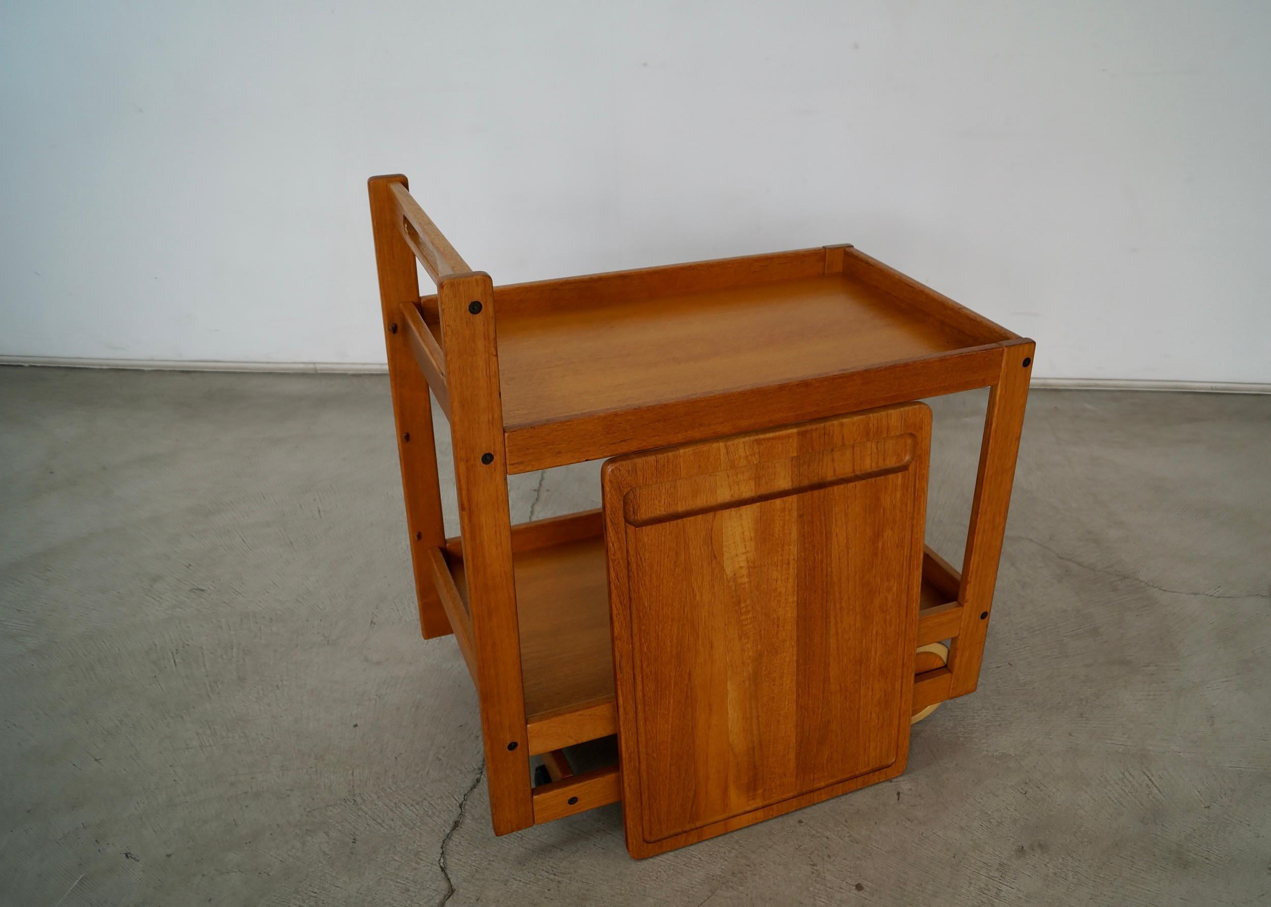 1970's Danish Modern Jens Quistgaard Teak Bar Card w/ Removable Teak Tray For Sale 7