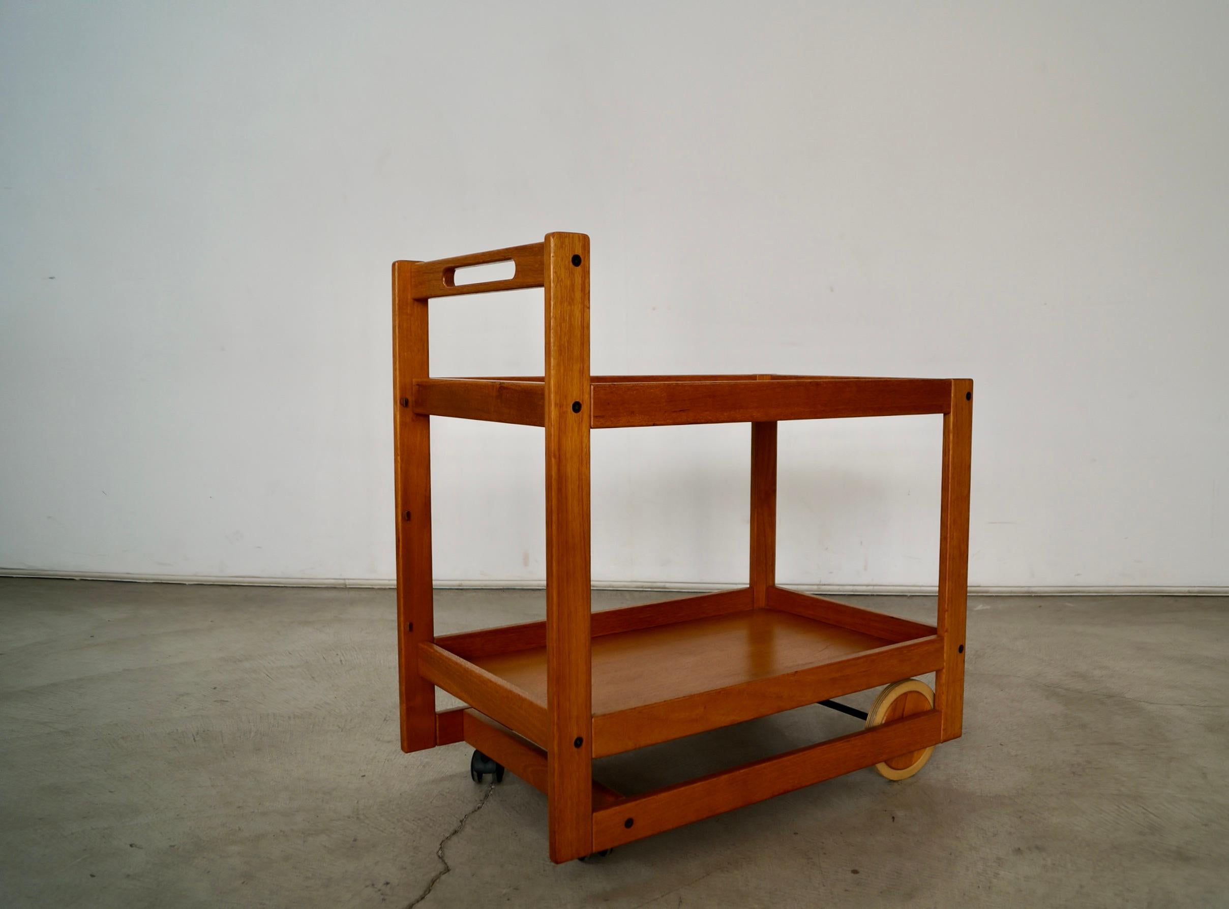 1970's Danish Modern Jens Quistgaard Teak Bar Card w/ Removable Teak Tray For Sale 9