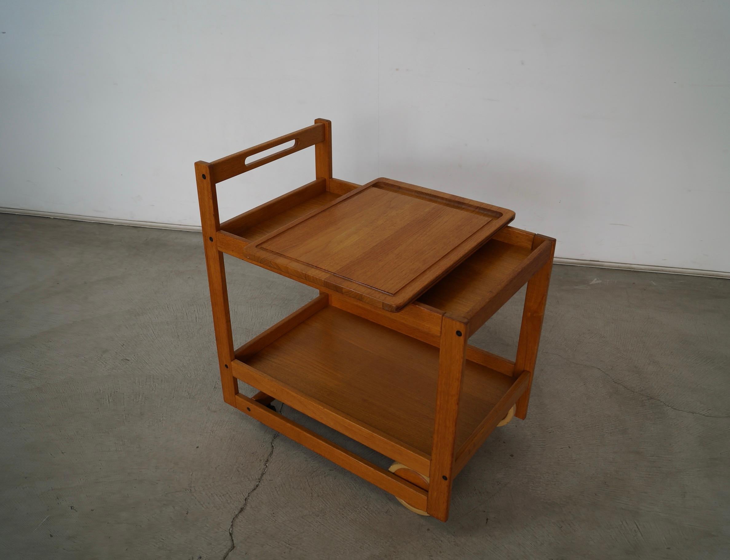 1970's Danish Modern Jens Quistgaard Teak Bar Card w/ Removable Teak Tray For Sale 10