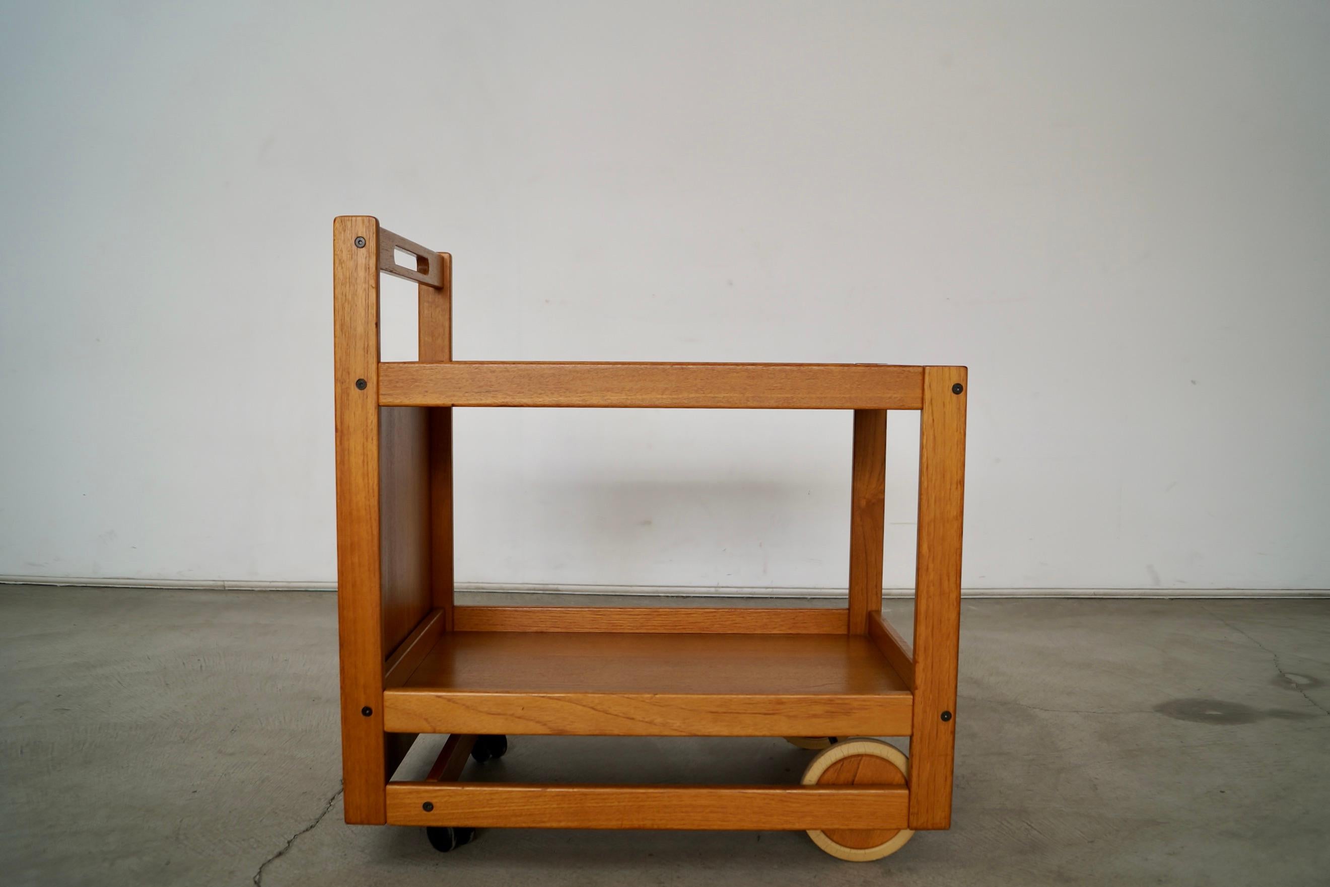 Mid-Century Modern 1970's Danish Modern Jens Quistgaard Teak Bar Card w/ Removable Teak Tray For Sale
