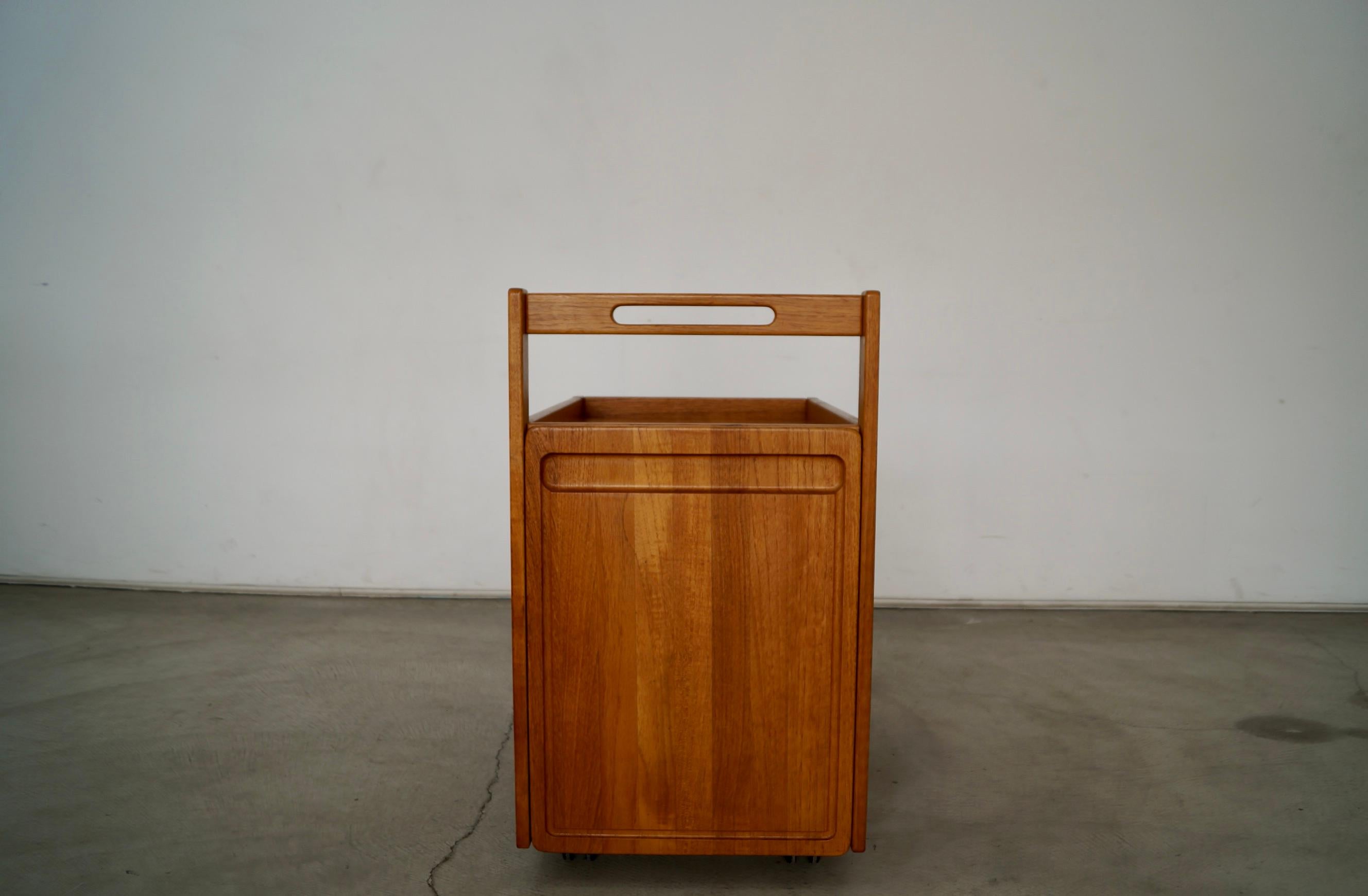 1970's Danish Modern Jens Quistgaard Teak Bar Card w/ Removable Teak Tray For Sale 3
