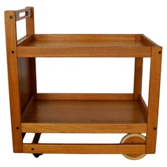 1970's Danish Modern Jens Quistgaard Teak Bar Card w/ Removable Teak Tray