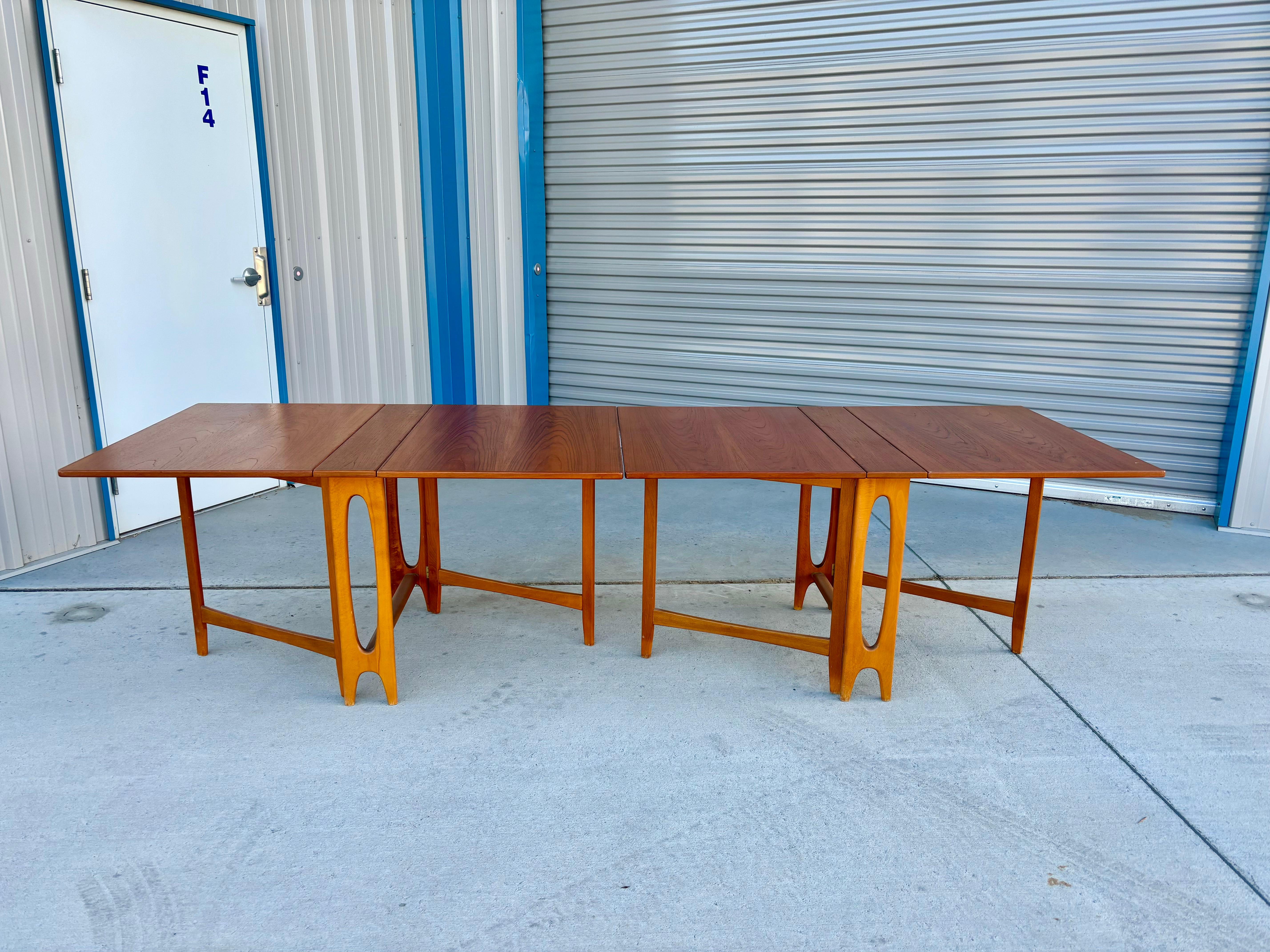 1970s Danish Modern Large Expanding Teak Dining Table - a Pair In Good Condition For Sale In North Hollywood, CA