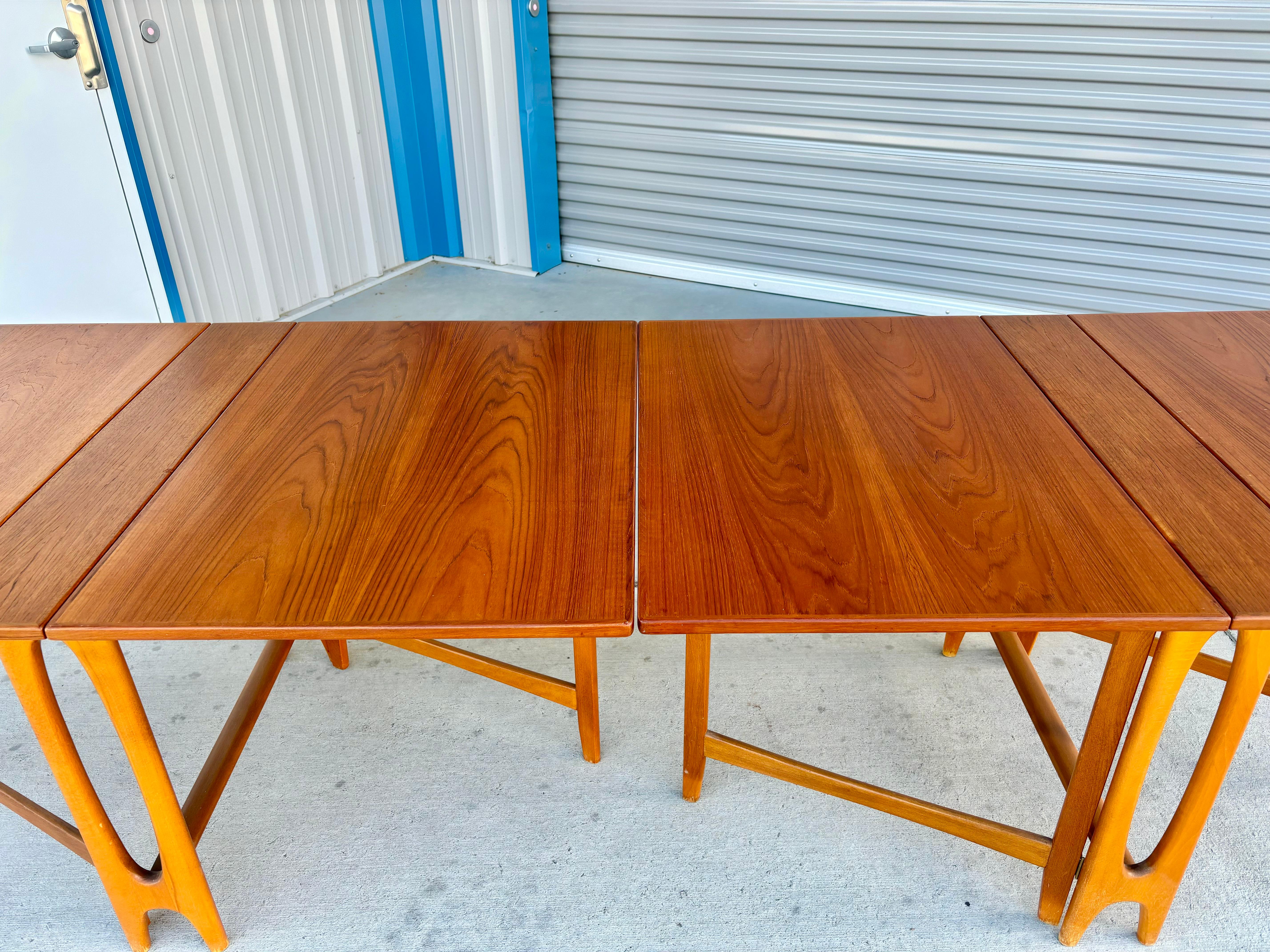 Late 20th Century 1970s Danish Modern Large Expanding Teak Dining Table - a Pair For Sale