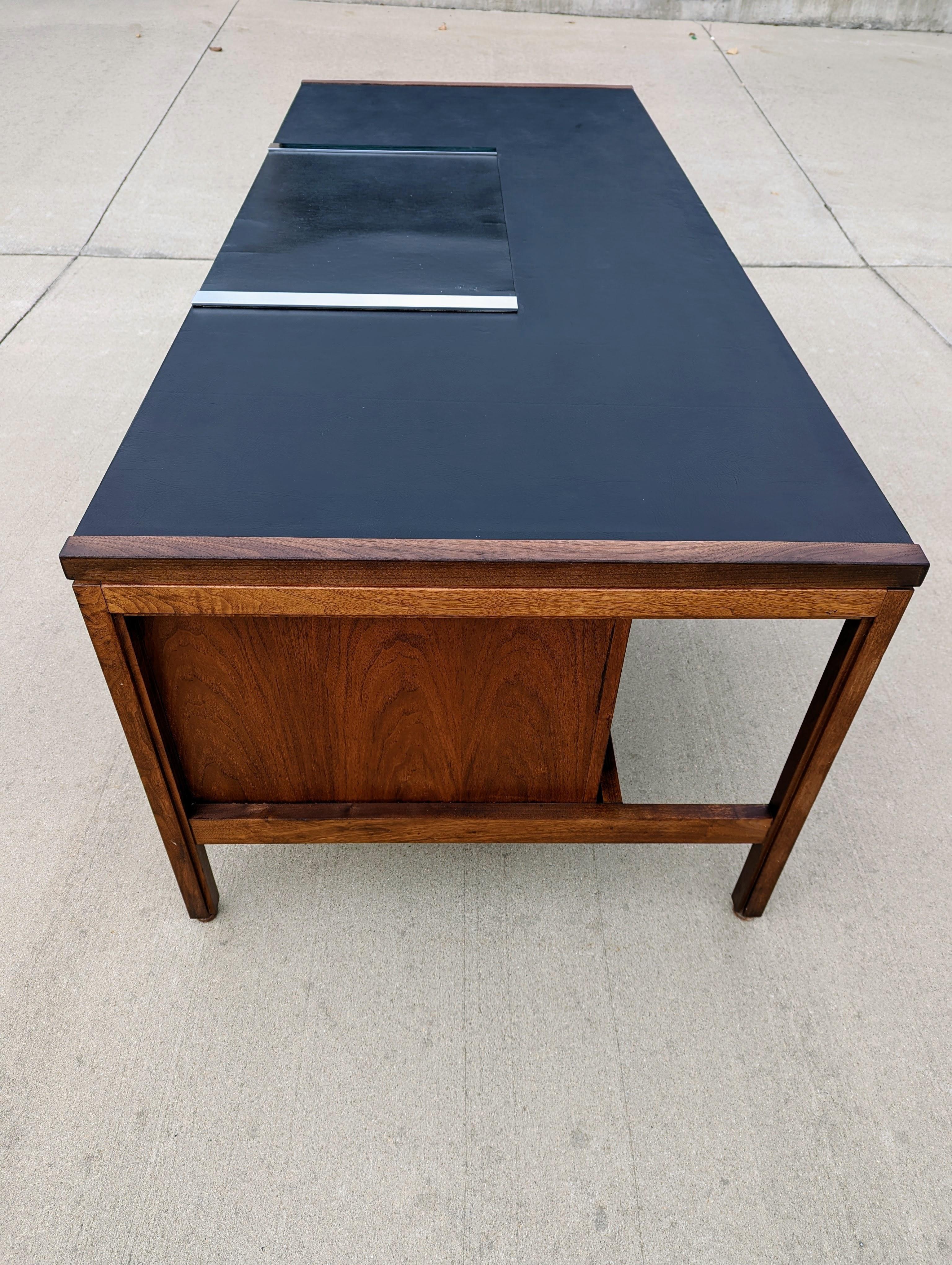 1970s Danish Modern Leather Top Walnut Desk 4