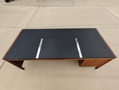 1970s Danish Modern Leather Top Walnut Desk