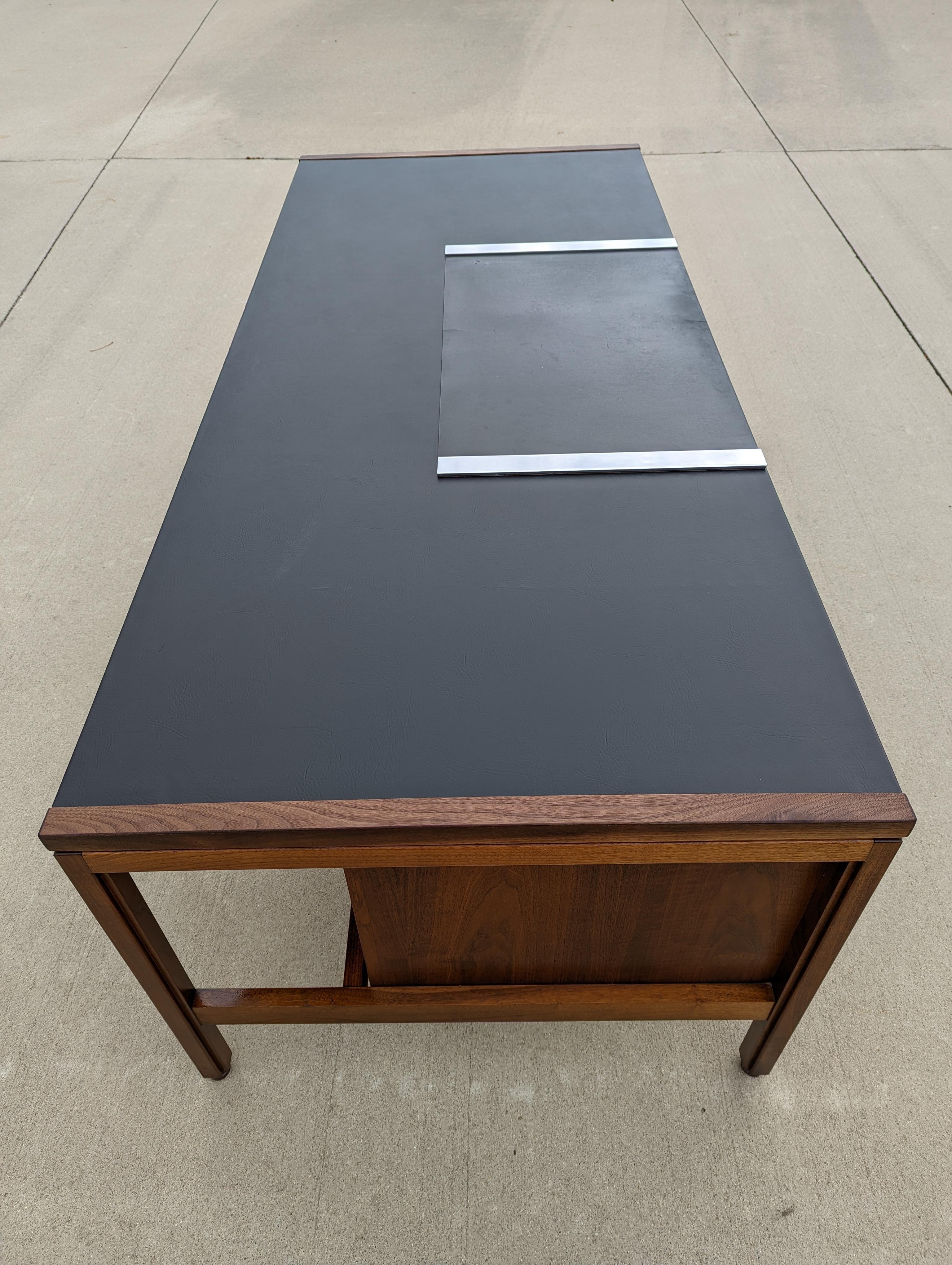 1970s Danish Modern Leather Top Walnut Desk 1