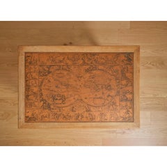 1970s Danish Modern Oak & Copper Cocktail Table